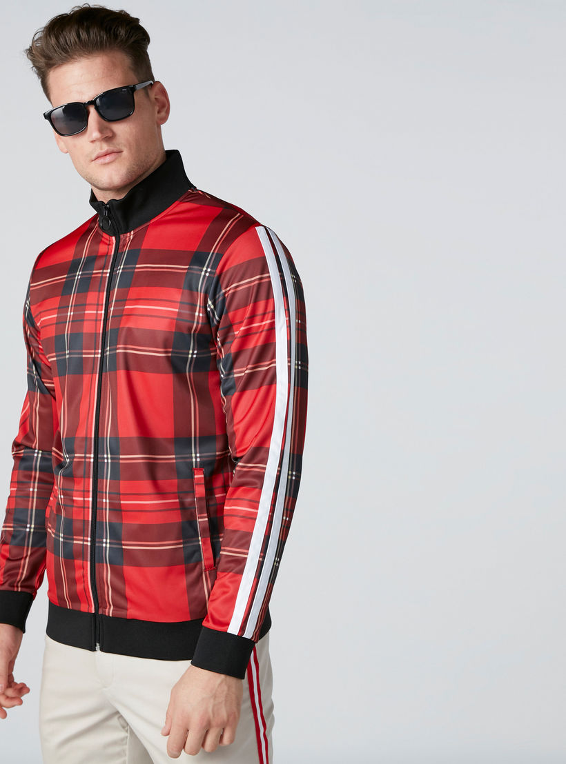 سويت شيرت كاروهات بأكمام طويلة وسحّاب إغلاق وجيوب-men-winterwear-hoodiesandsweatshirts-image-3