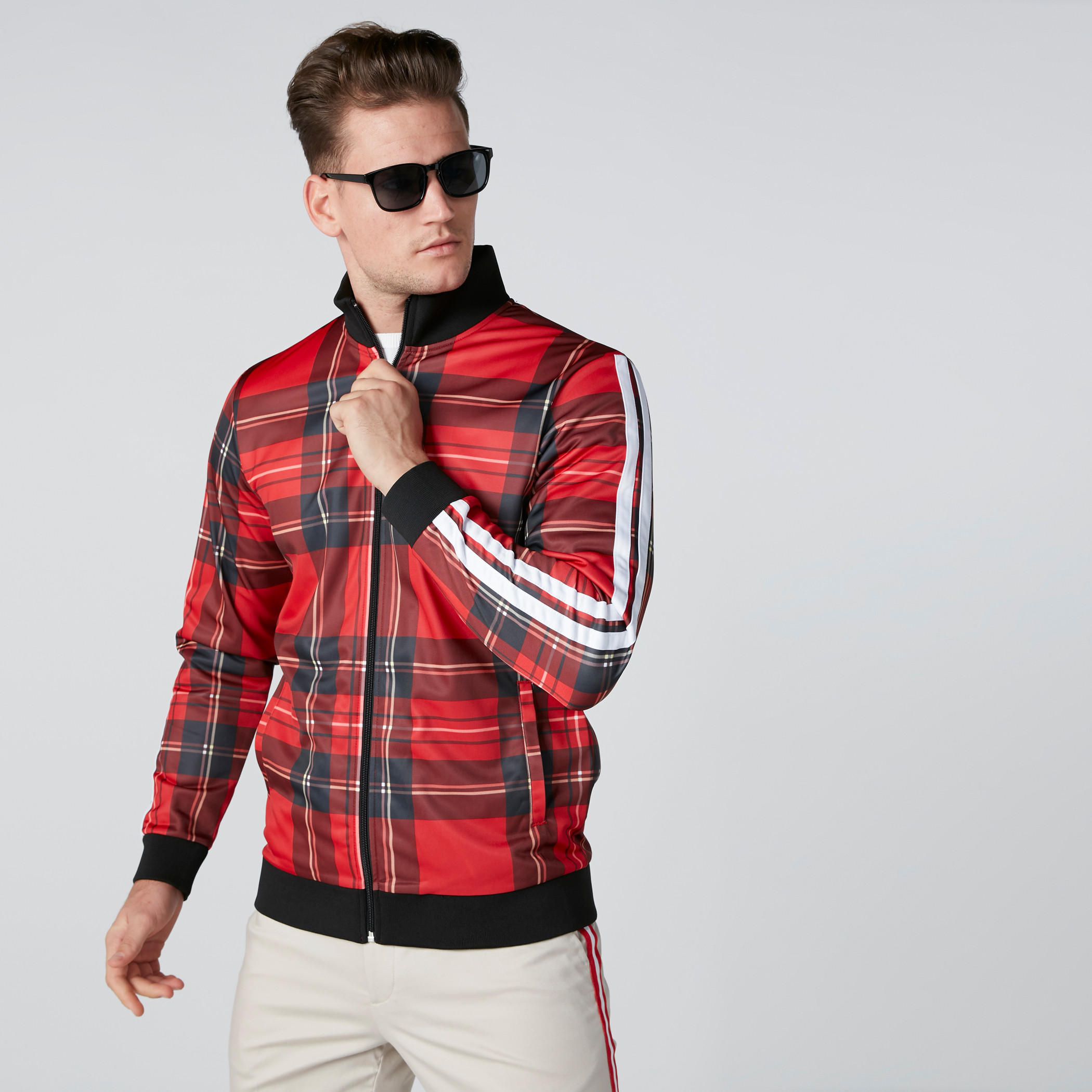 سويت شيرت كاروهات بأكمام طويلة وسحّاب إغلاق وجيوب-men-winterwear-hoodiesandsweatshirts-image-4