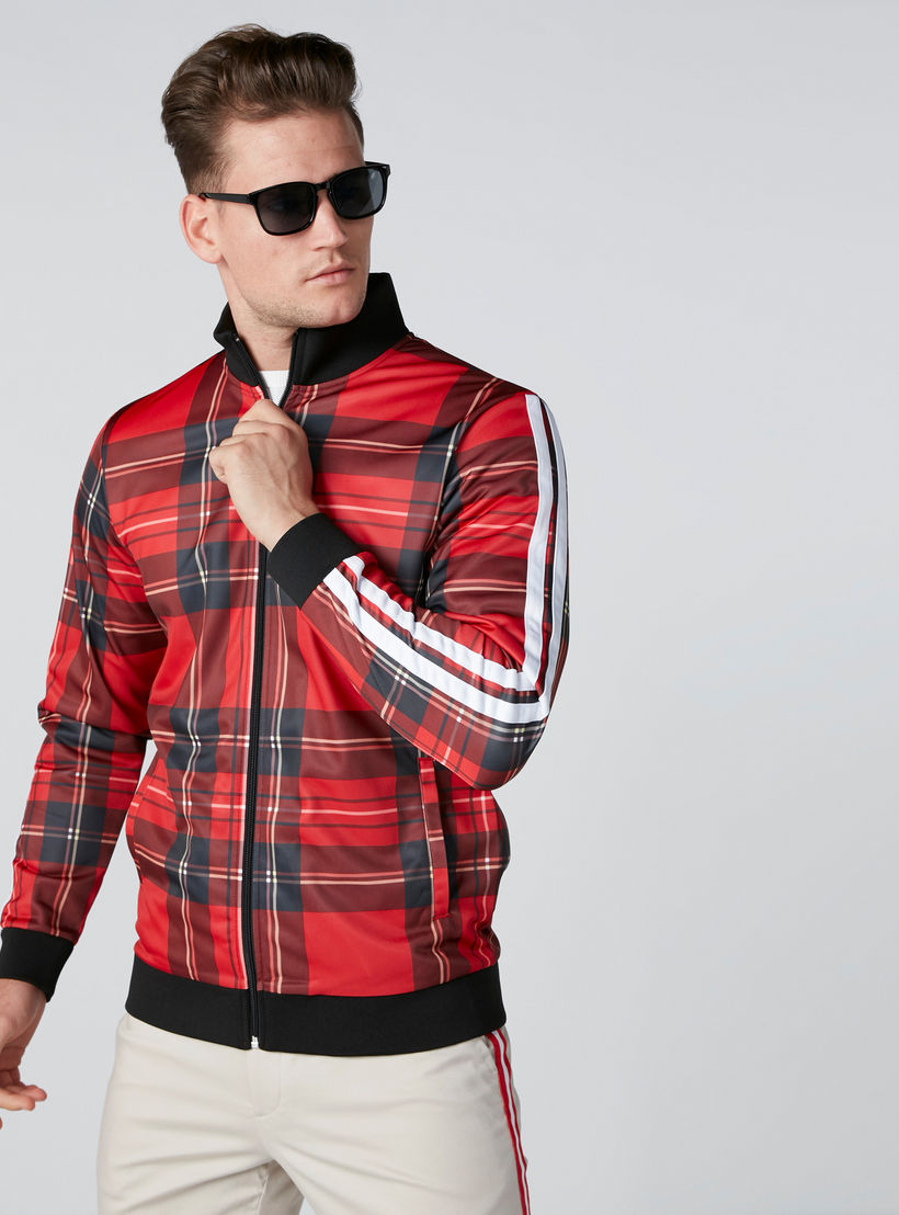 سويت شيرت كاروهات بأكمام طويلة وسحّاب إغلاق وجيوب-men-winterwear-hoodiesandsweatshirts-image-4