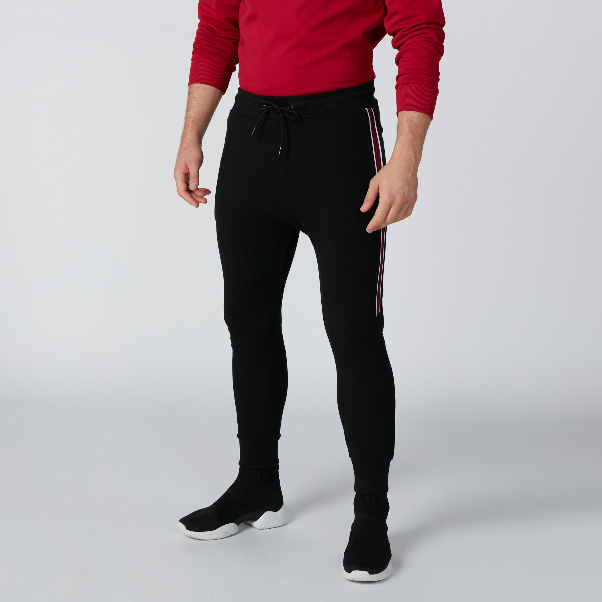 بنطال رياضي سليم فيت برباط وشريطة-men-clothing-bottoms-joggers-image-1
