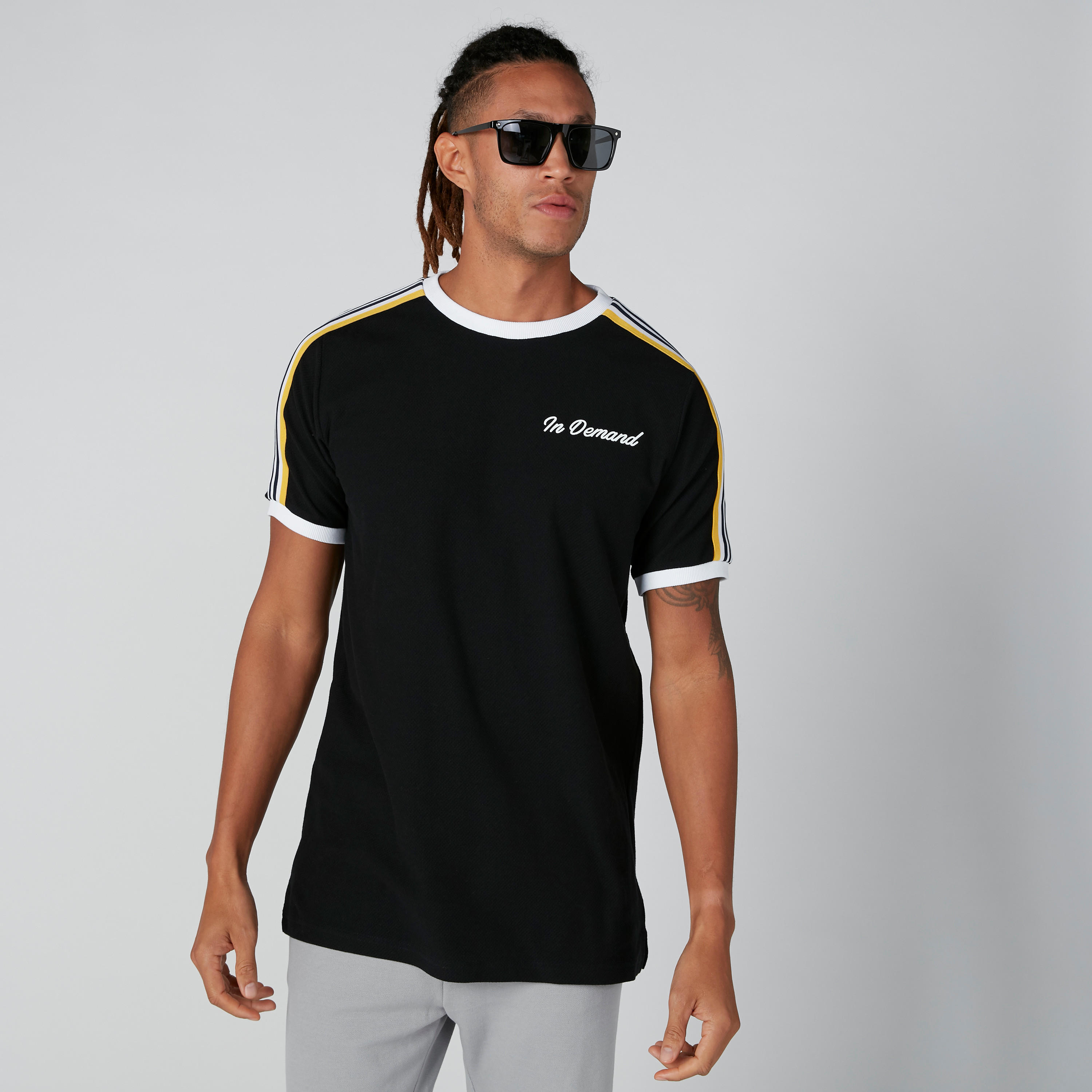 Tape Detail T-Shirt with Round Neck-men-clothing-tshirtsandpolos-tshirts-image-4
