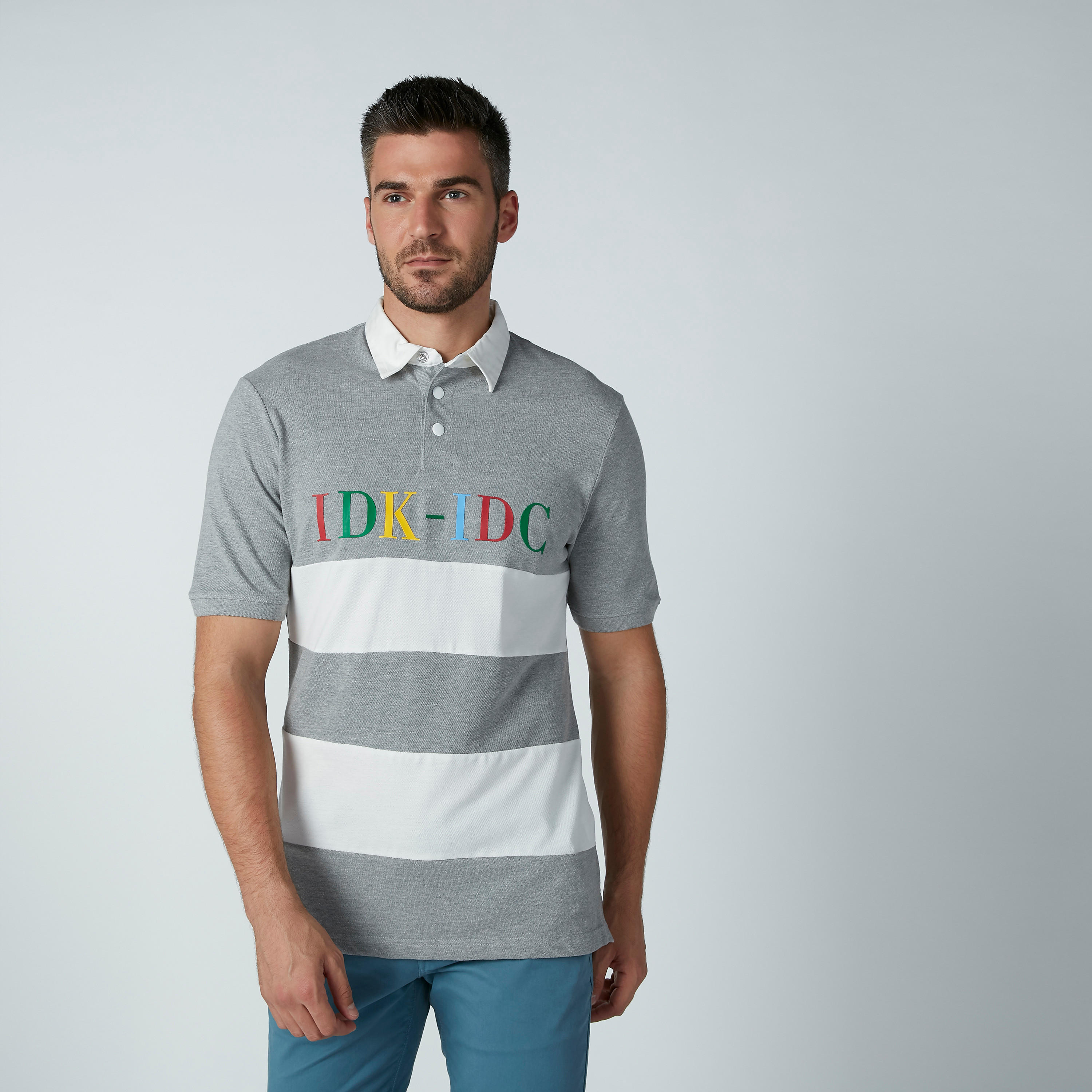 تيشيرت فضفاض بياقة بولو وأكمام قصيرة وطبعات-men-clothing-tshirtsandpolos-polos-image-1