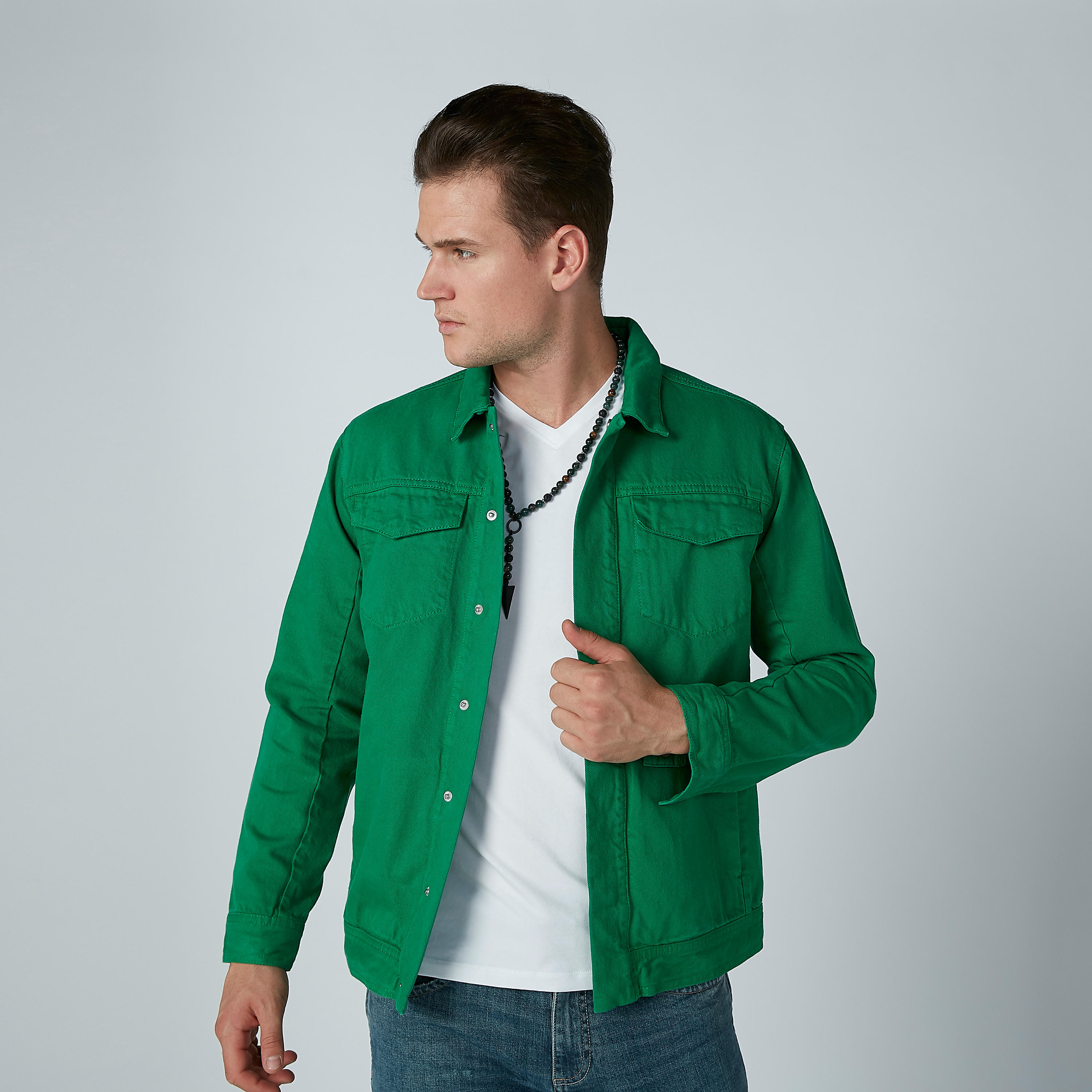 Solid Denim Jacket with Long Sleeves and Pocket Detail-men-clothing-jacketsandblazers-jackets-image-1