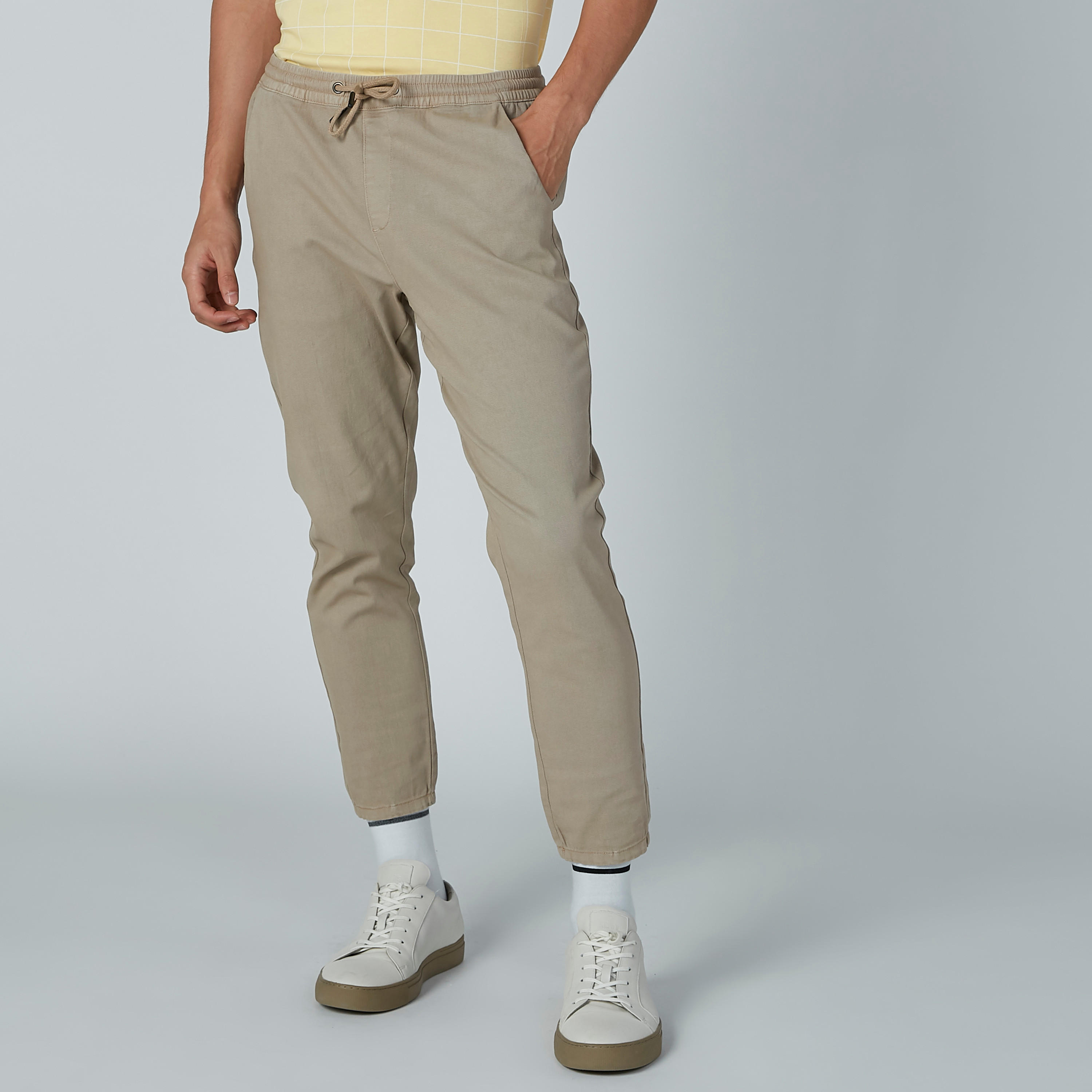 Plain Mid-Rise Trousers with Pocket Detail and Drawstring-men-clothing-bottoms-trousersandchinos-trousers-image-2