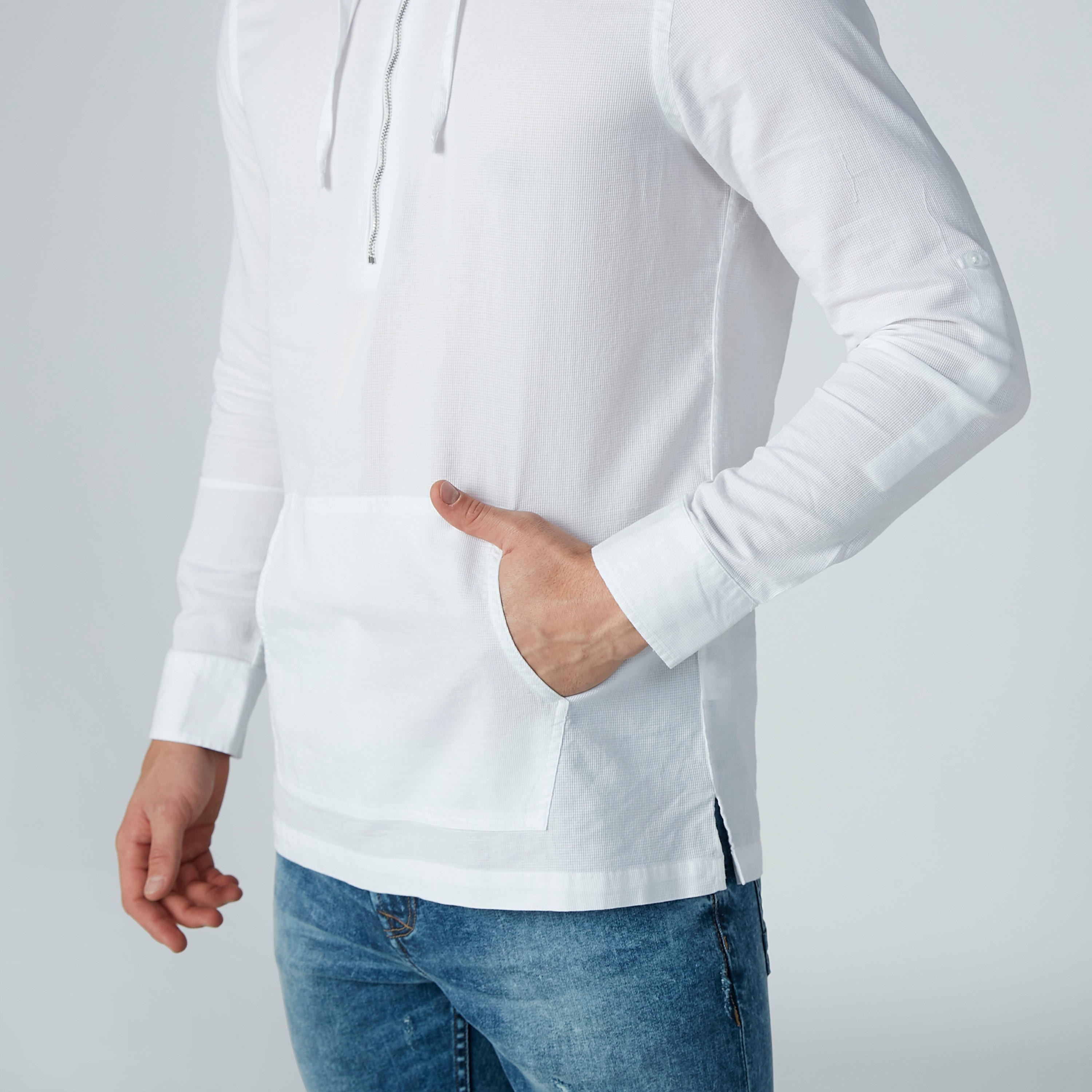 قميص سادة بقبّعة وأكمام طويلة وجيوب وسحّاب-men-clothing-shirts-image-3