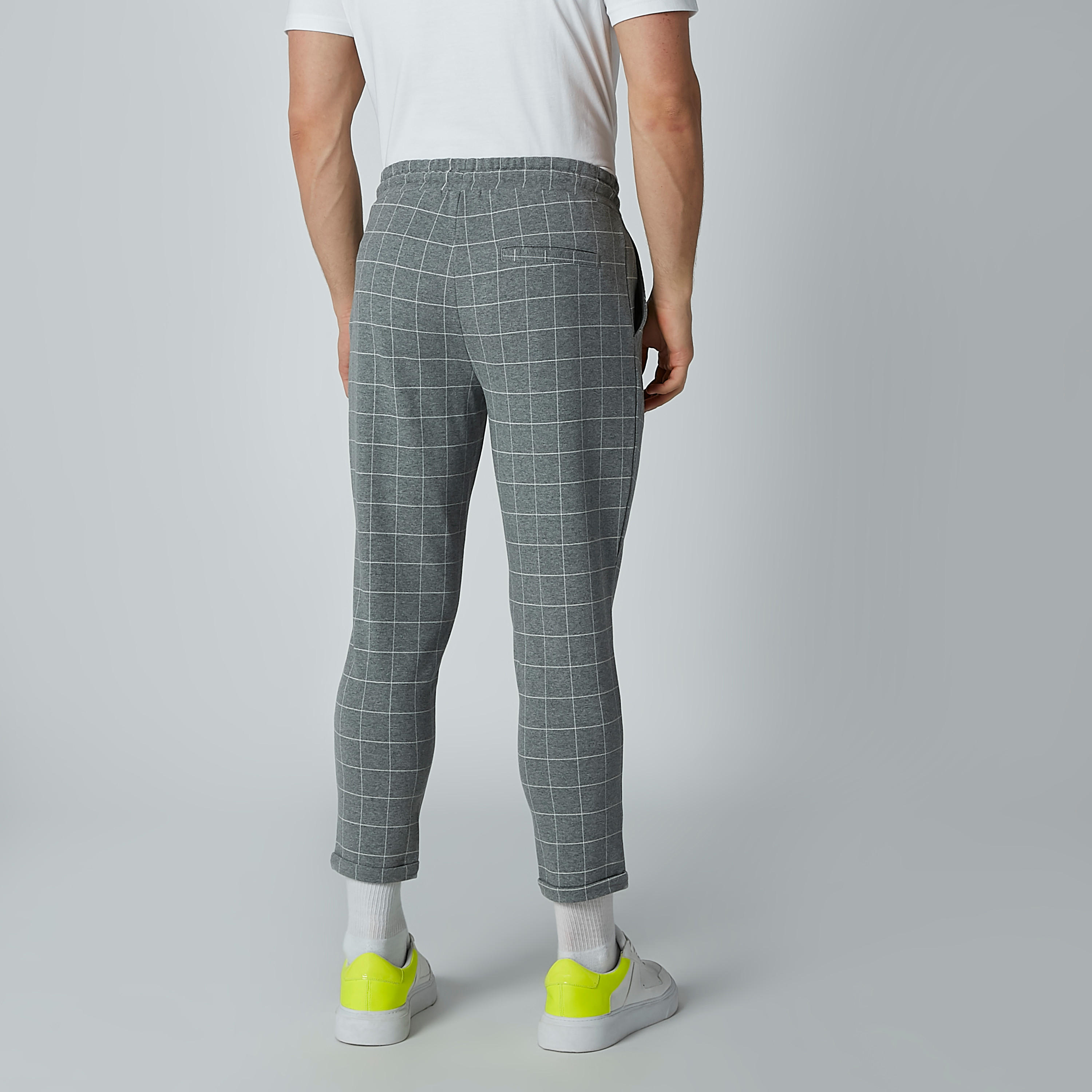 بنطلون مربعات بخصر مطاطي ورباط-men-clothing-bottoms-trousersandchinos-trousers-image-3