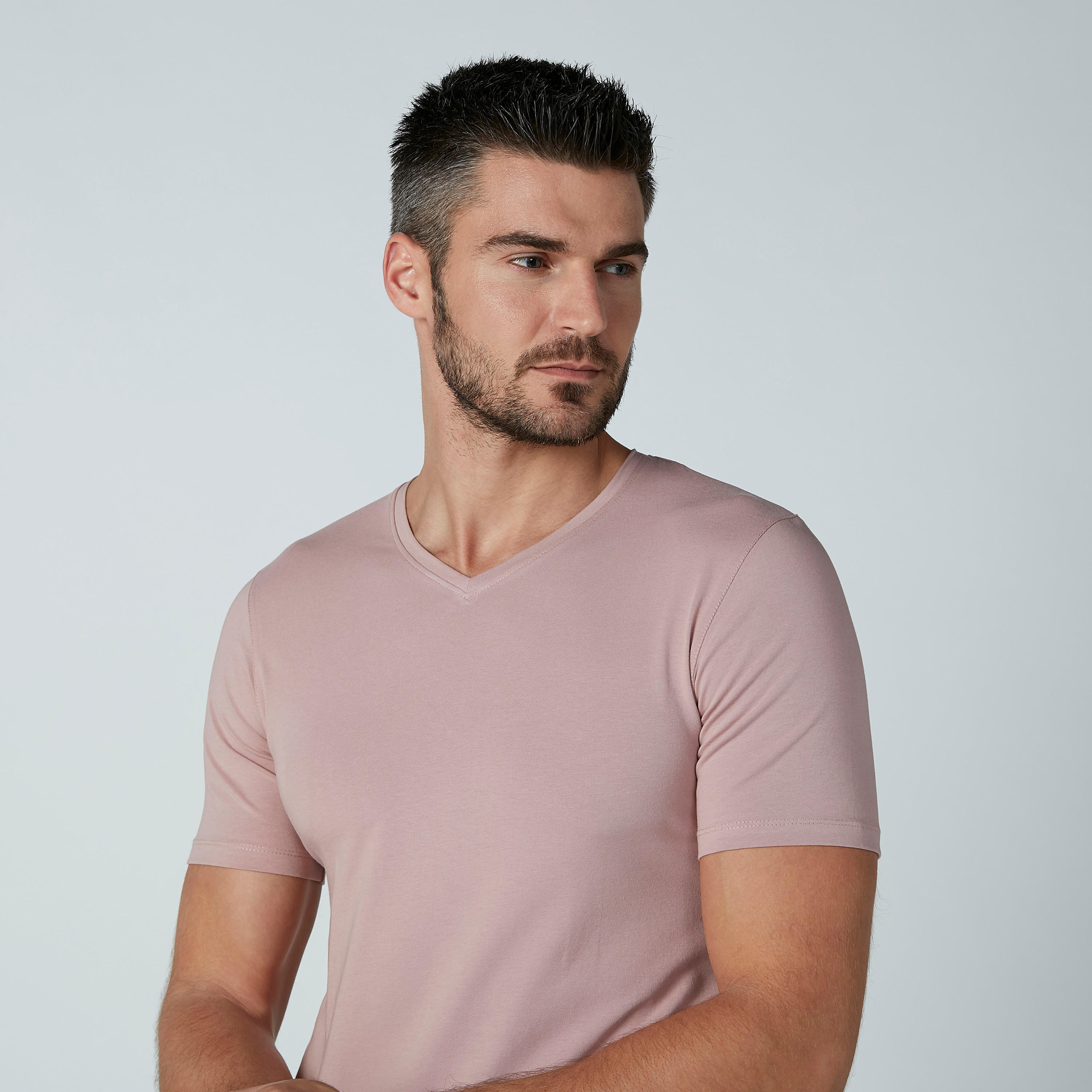 Solid T-shirt with Short Sleeves and V-neck-men-clothing-tshirtsandpolos-tshirts-image-3