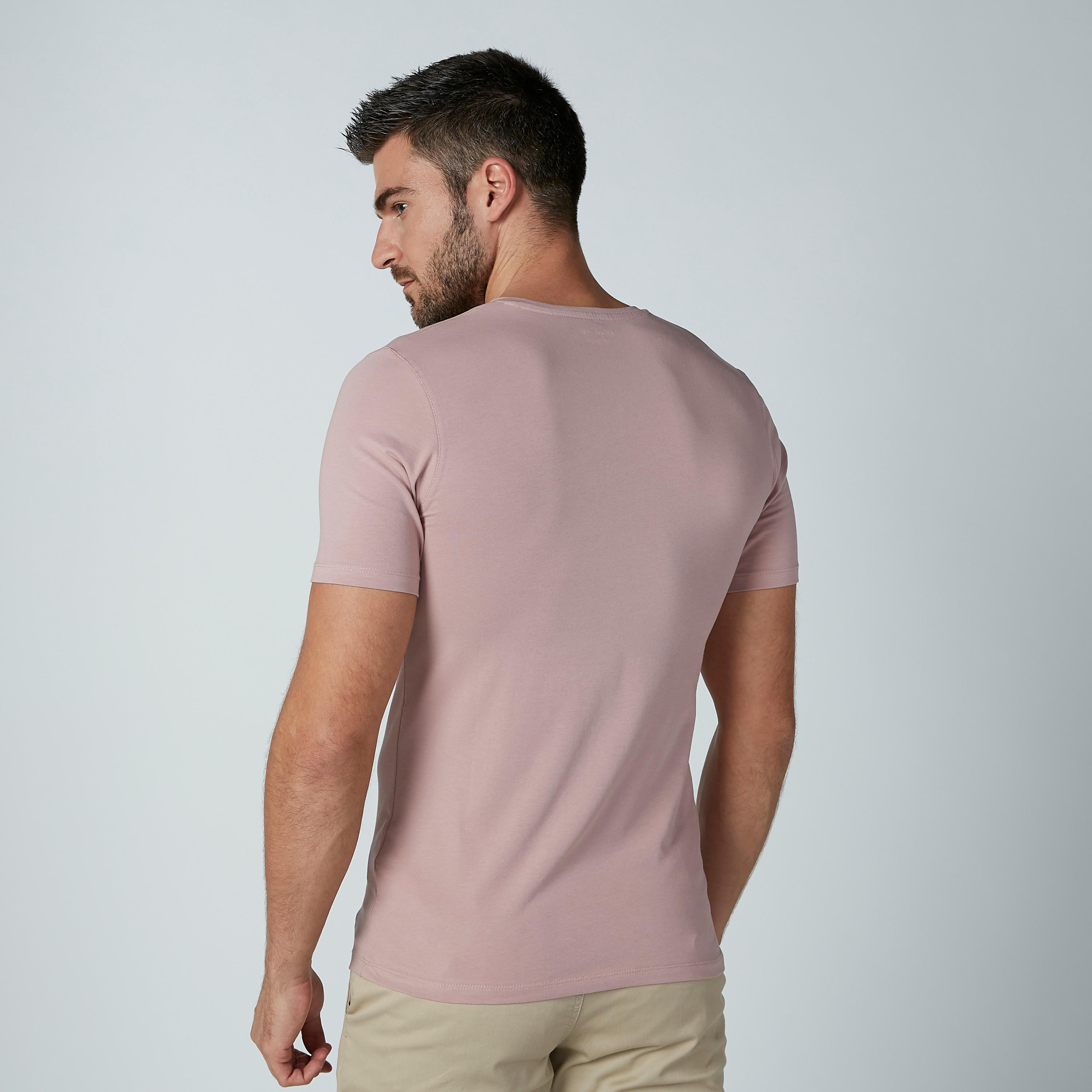 Solid T-shirt with Short Sleeves and V-neck-men-clothing-tshirtsandpolos-tshirts-image-4