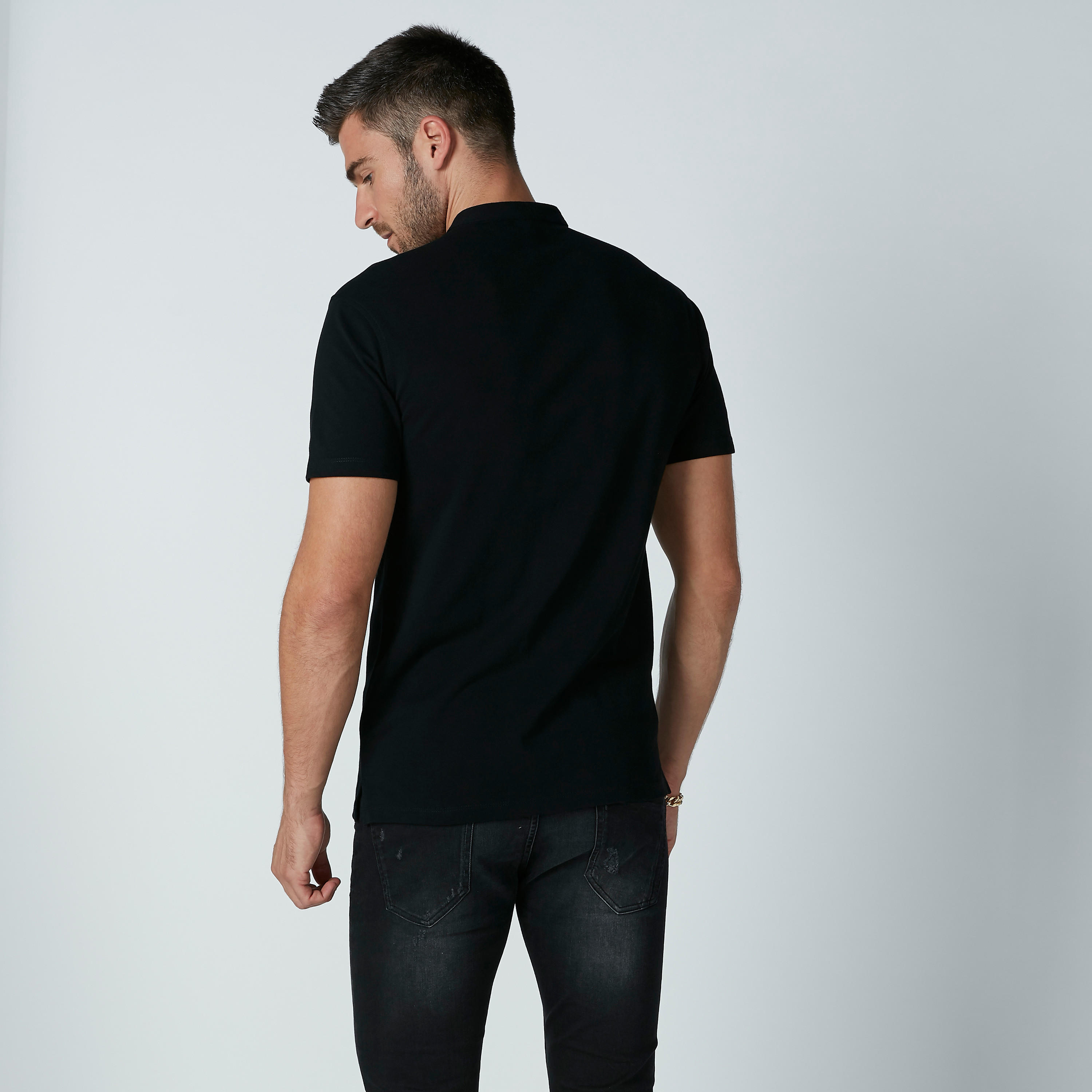 قميص مستدام سادة بياقة ماندارين وأكمام قصيرة -men-clothing-shirts-image-4