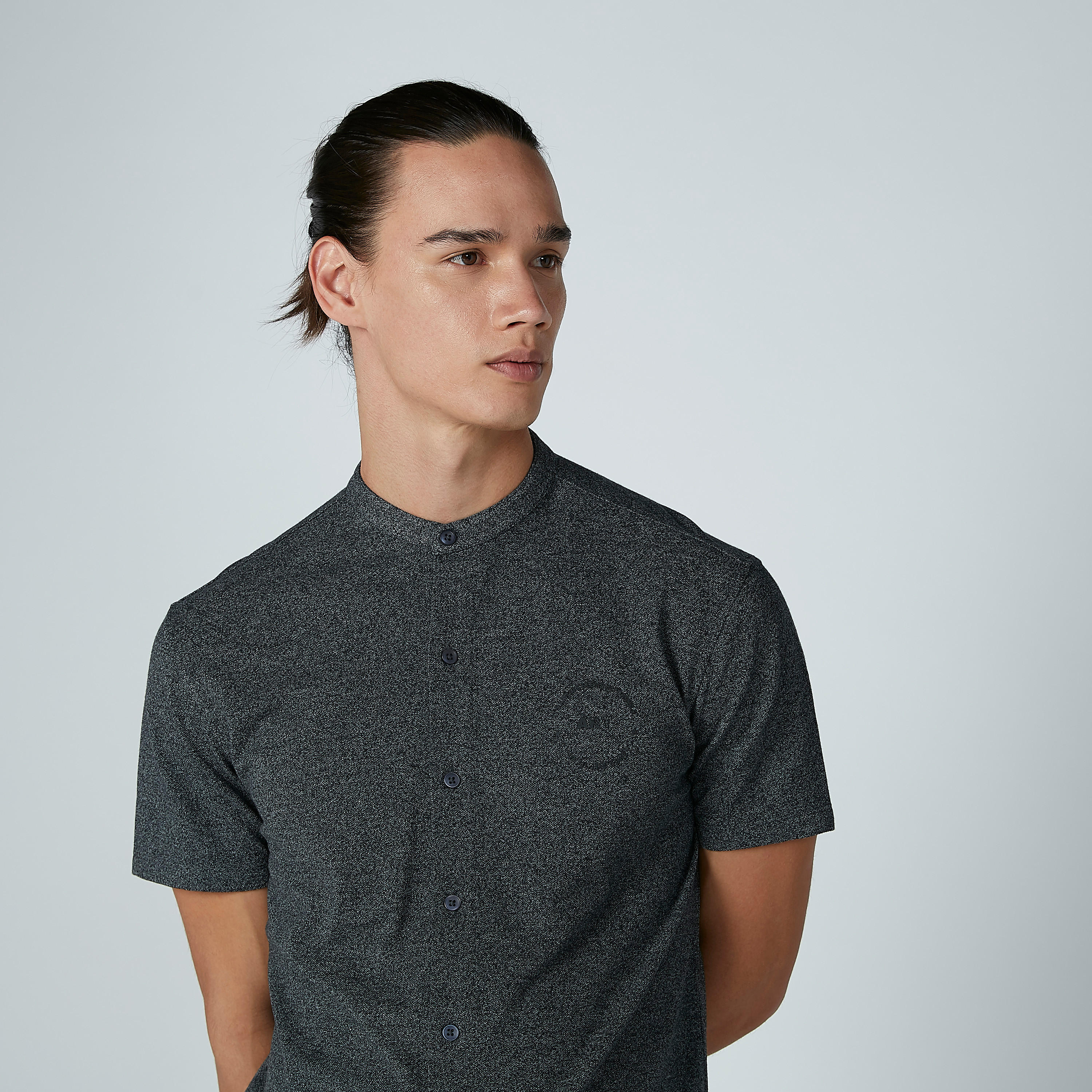قميص مستدام سادة بياقة ماندارين وأكمام قصيرة -men-clothing-shirts-image-7