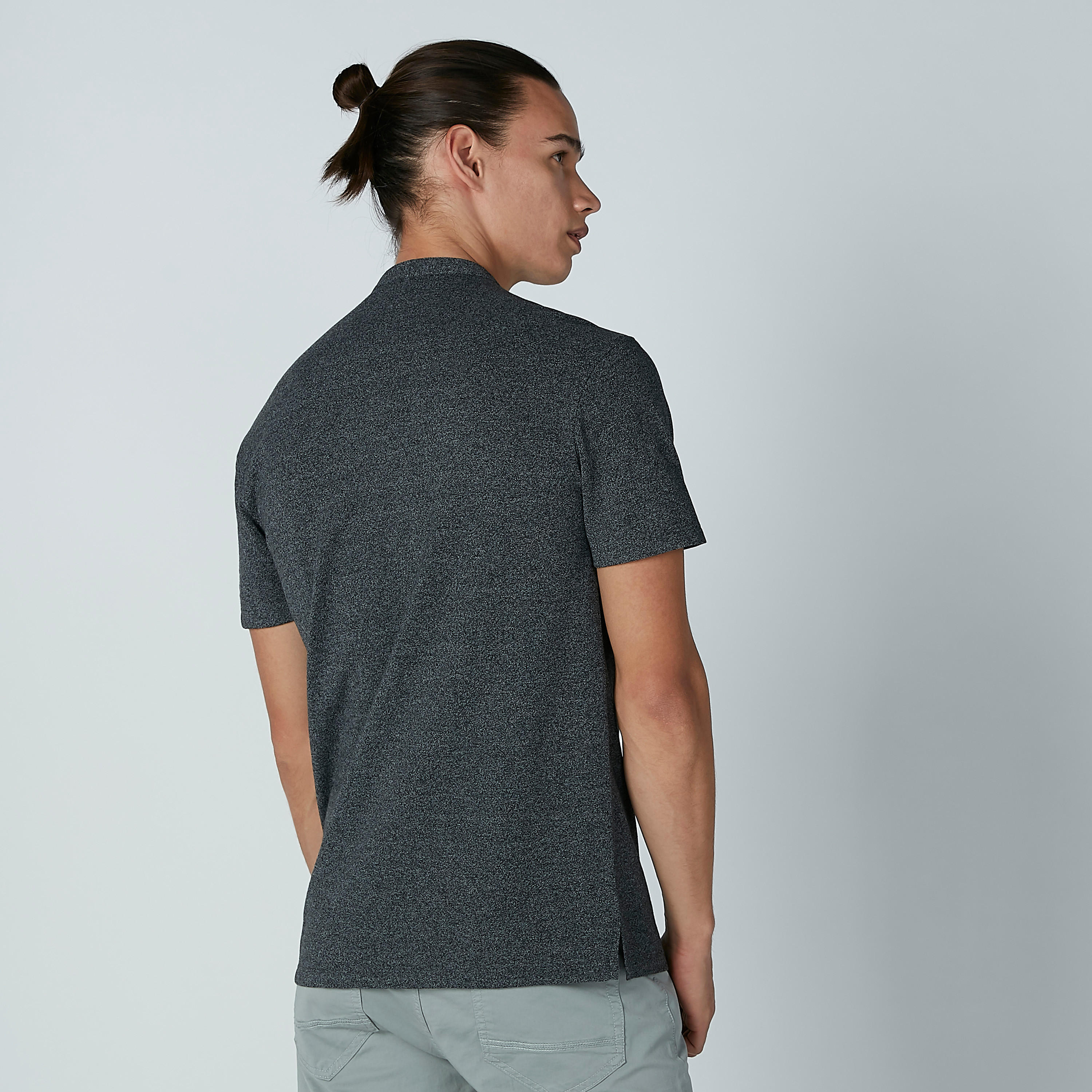 قميص مستدام سادة بياقة ماندارين وأكمام قصيرة -men-clothing-shirts-image-8