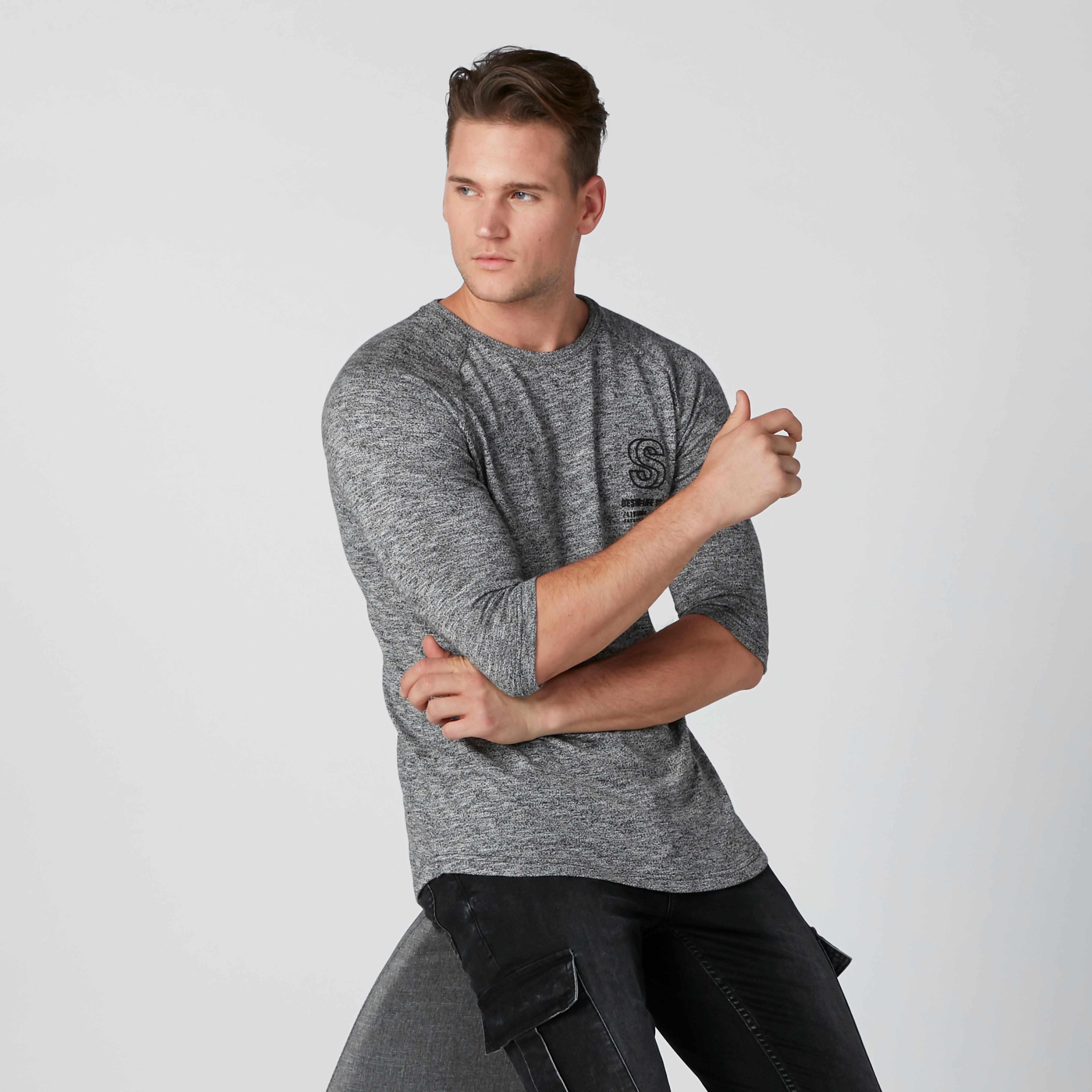 Printed T-Shirt with Round Neck and Raglan Sleeves-men-clothing-tshirtsandpolos-tshirts-image-1
