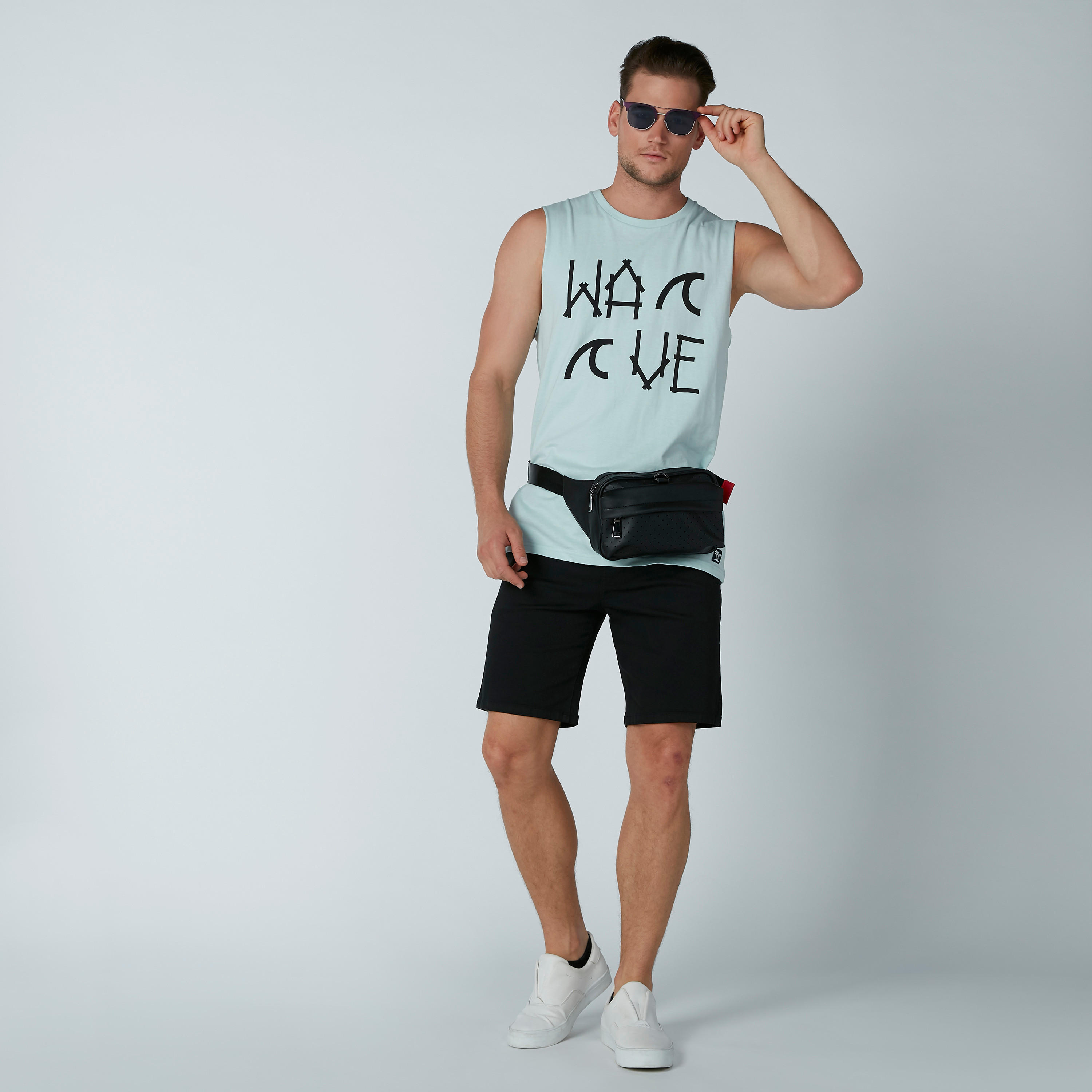 Printed Sleeveless T-Shirt with Round Neck-men-clothing-tshirtsandpolos-tshirts-image-1