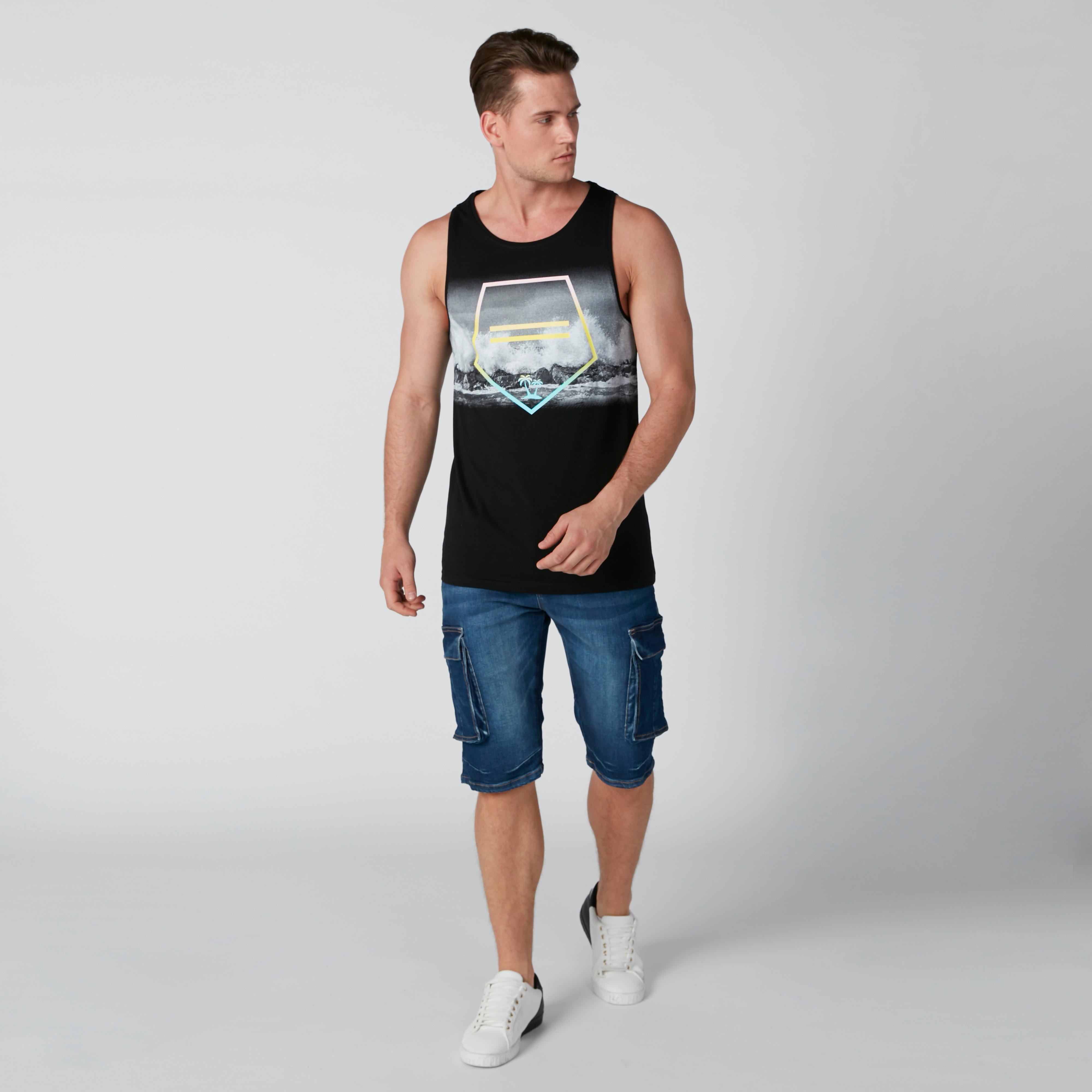 Printed Sleeveless T-Shirt with Round Neck-men-clothing-tshirtsandpolos-tshirts-image-2