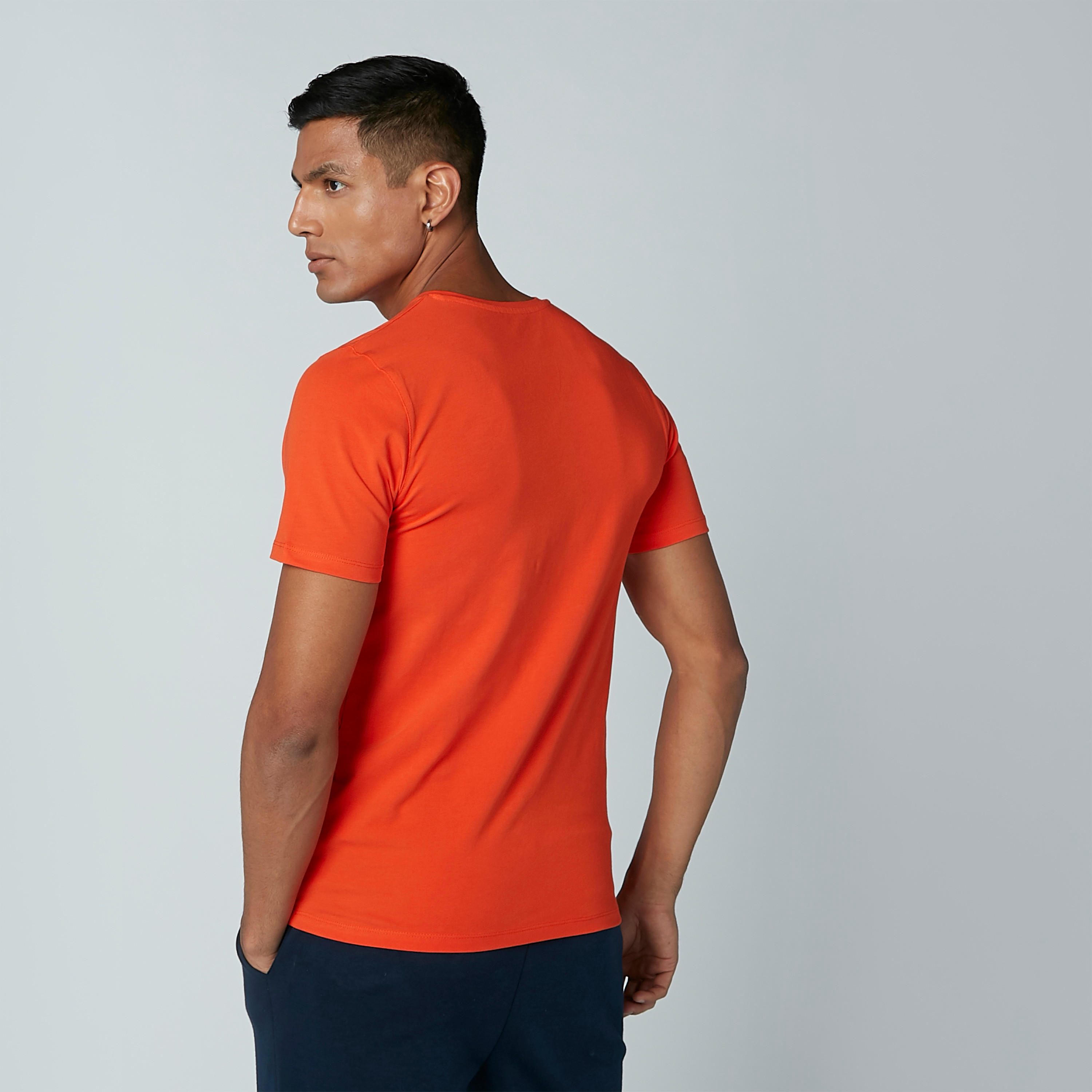 Solid T-Shirt with V-neck and Short Sleeves-men-clothing-tshirtsandpolos-tshirts-image-3