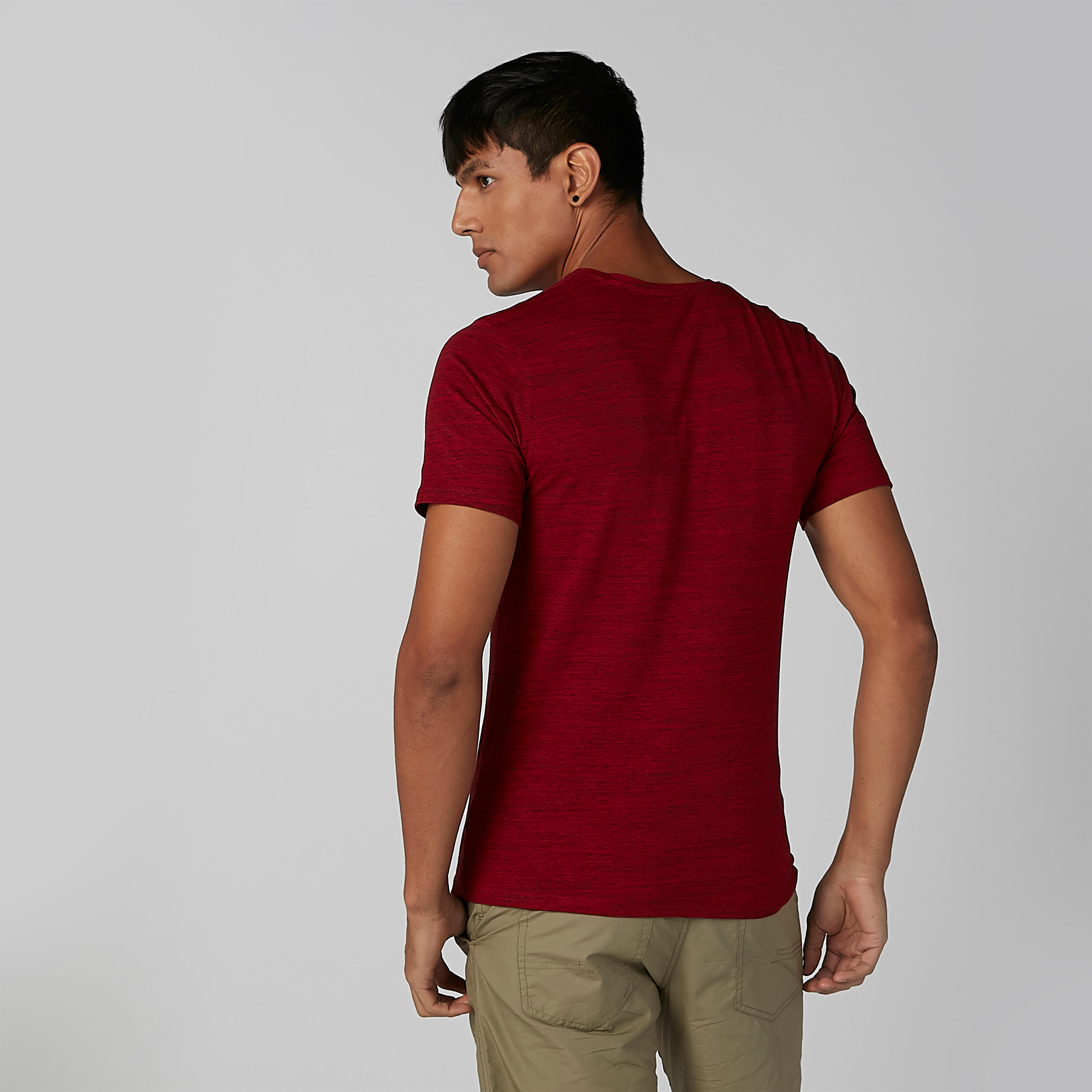 Plain T-shirt with V-neck and Short Sleeves-men-clothing-tshirtsandpolos-tshirts-image-4