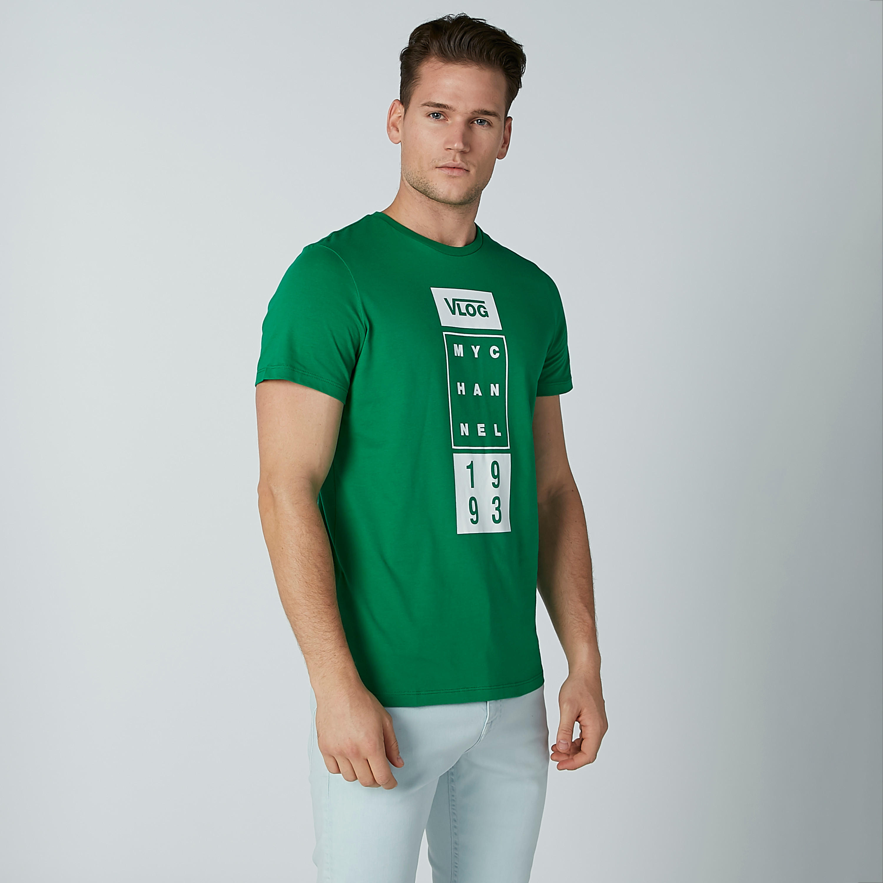 Printed Round Neck T-shirt with Short Sleeves-men-clothing-tshirtsandpolos-tshirts-image-2