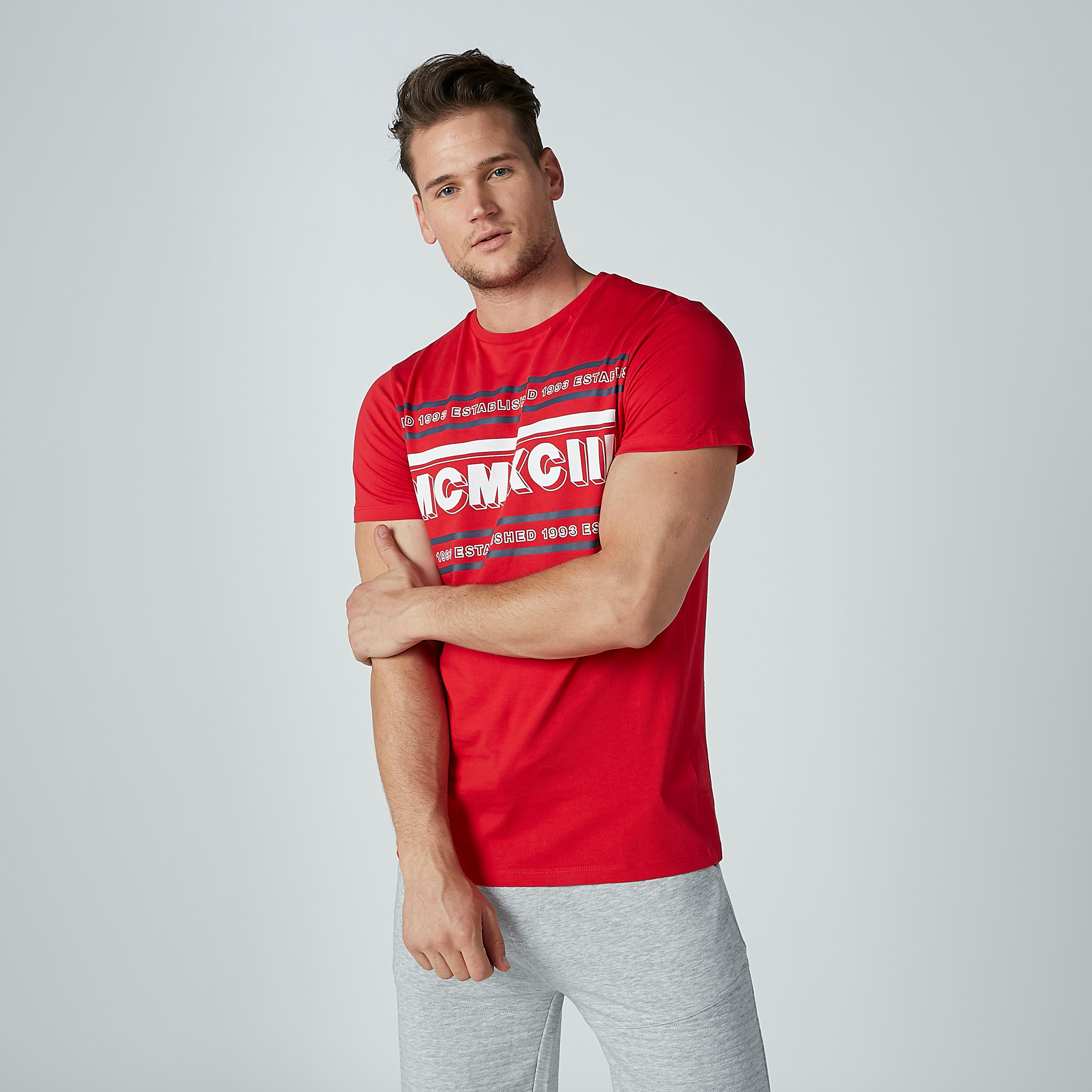 Printed Round Neck T-shirt with Short Sleeves-men-clothing-tshirtsandpolos-tshirts-image-1