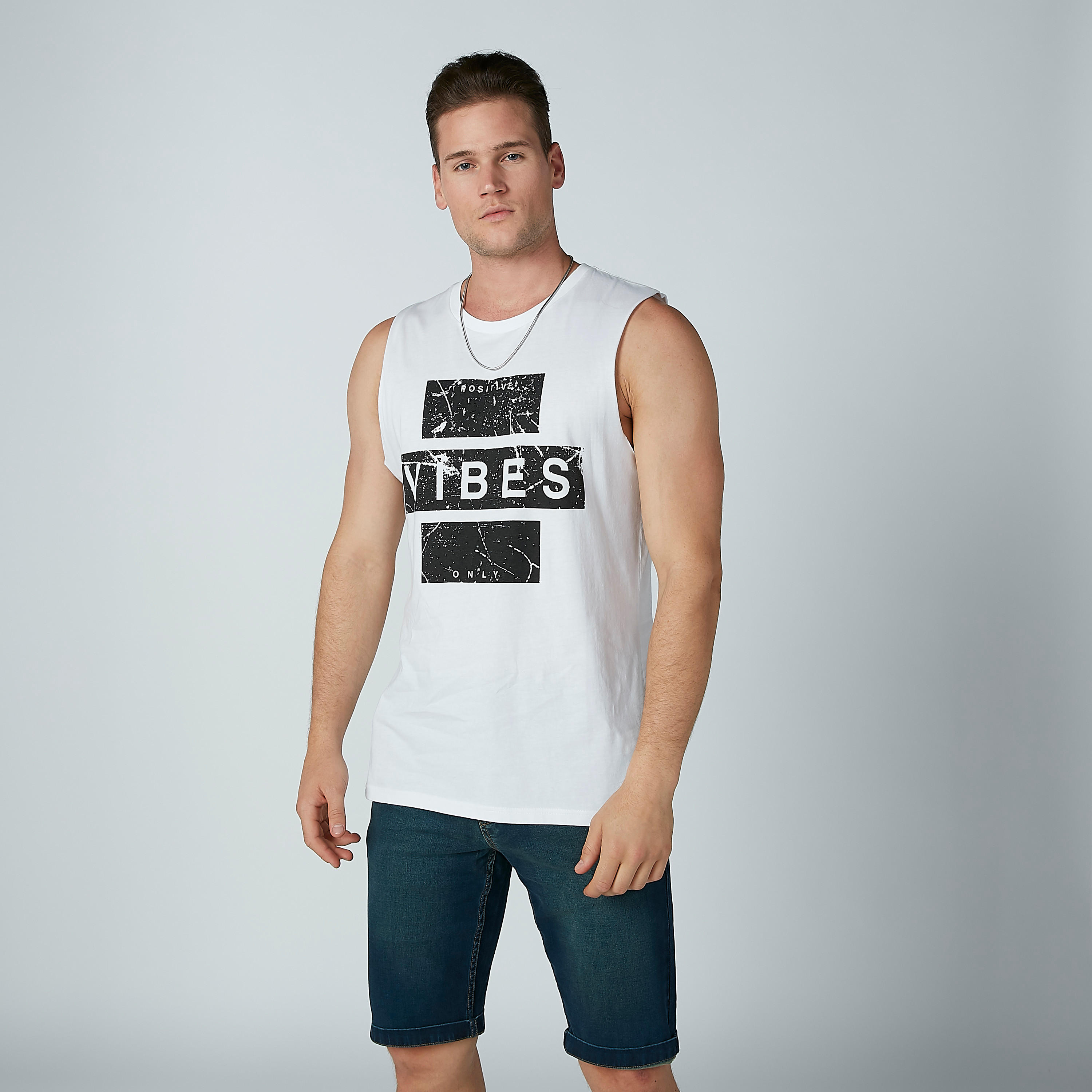 Printed Sleeveless T-shirt with Round Neck-men-clothing-tshirtsandpolos-tshirts-image-1