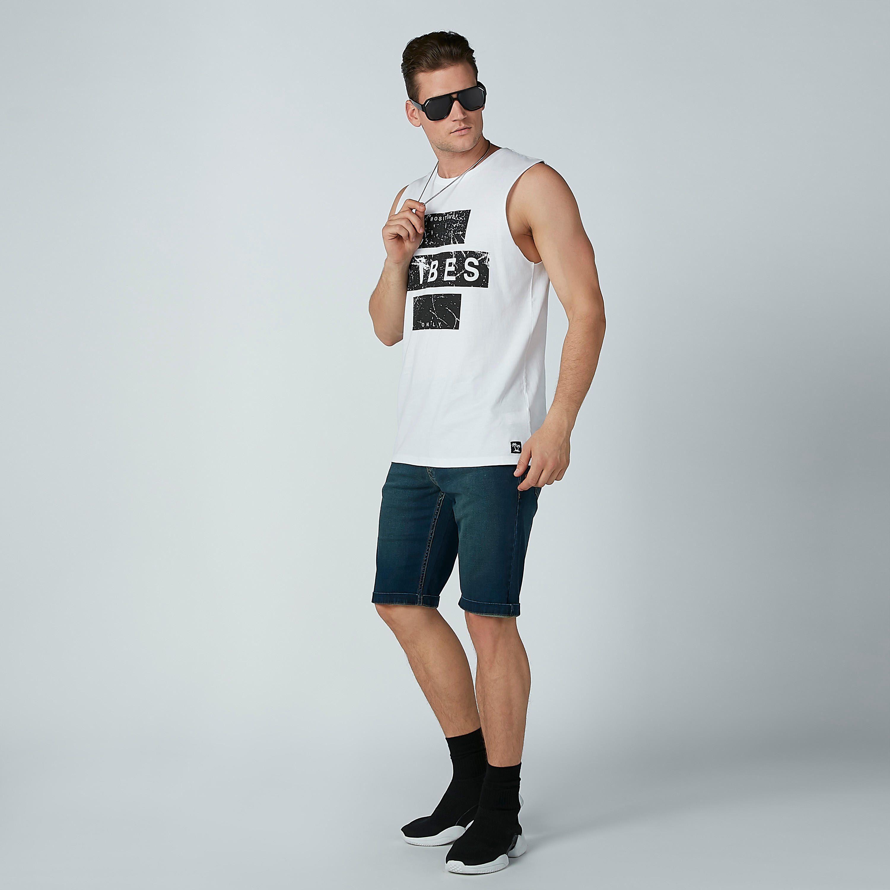 Printed Sleeveless T-shirt with Round Neck-men-clothing-tshirtsandpolos-tshirts-image-3