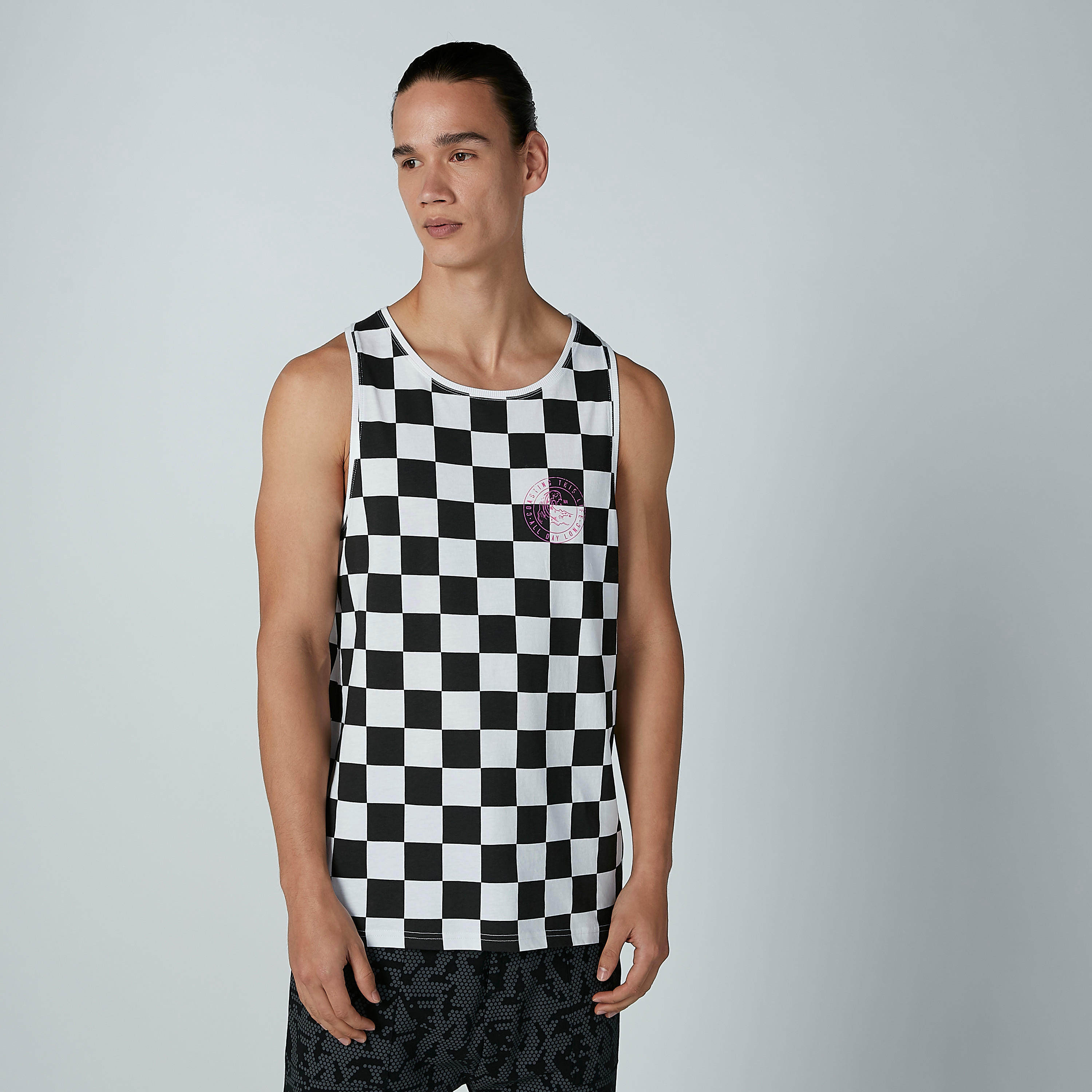 تيشيرت كاروهات دون أكمام بياقة مستديرة-men-clothing-tshirtsandpolos-tshirts-image-2