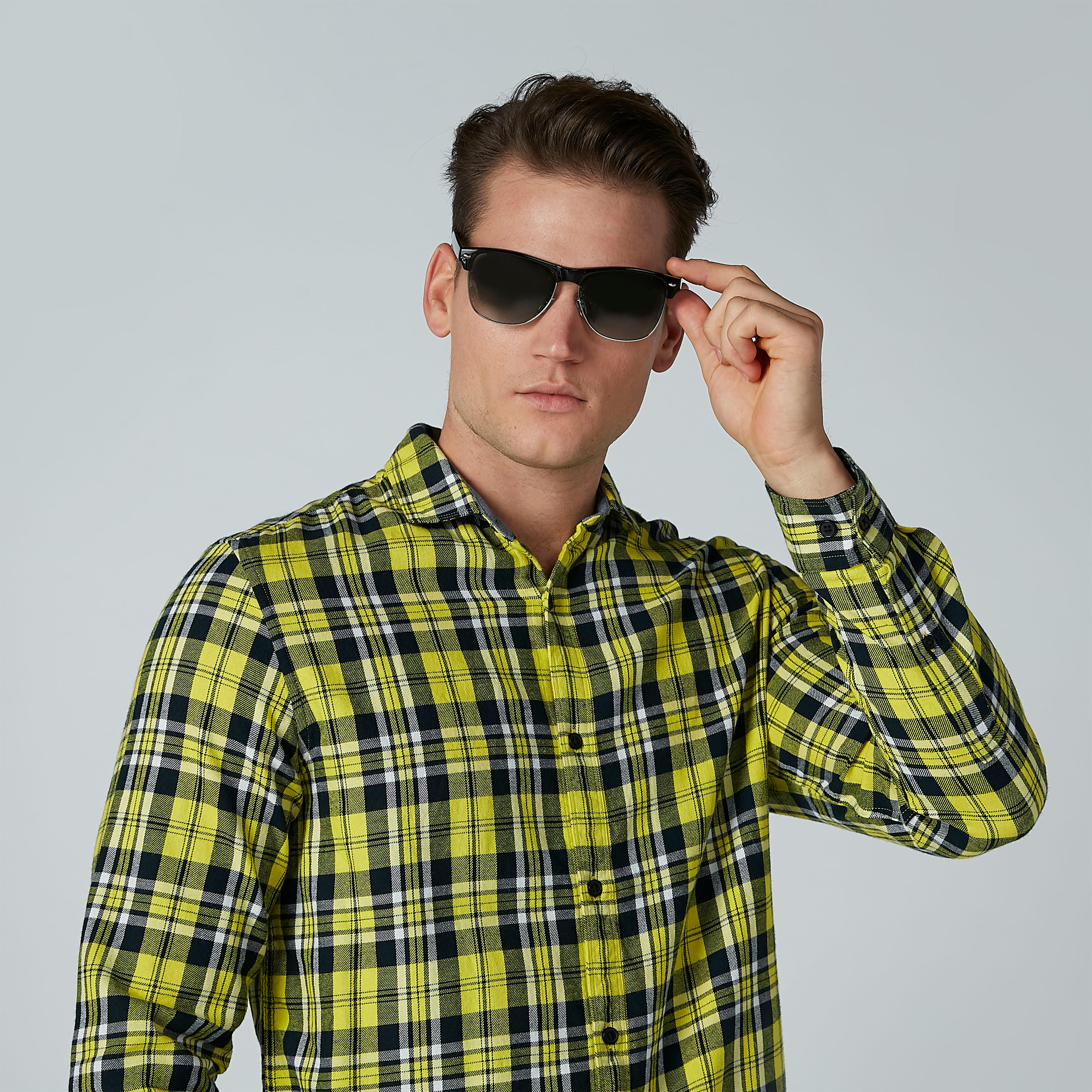 قميص كاروهات بأكمام طويلة وياقة عاديّة-men-clothing-shirts-image-2