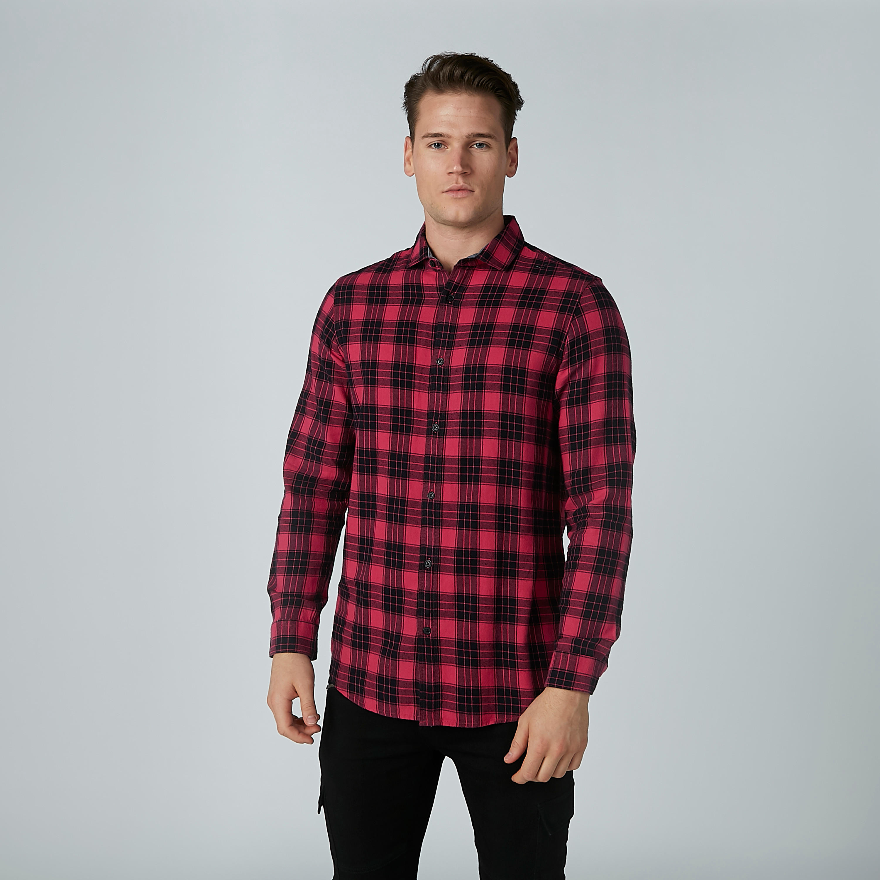قميص كاروهات بأكمام طويلة وأزرار-men-clothing-shirts-image-3