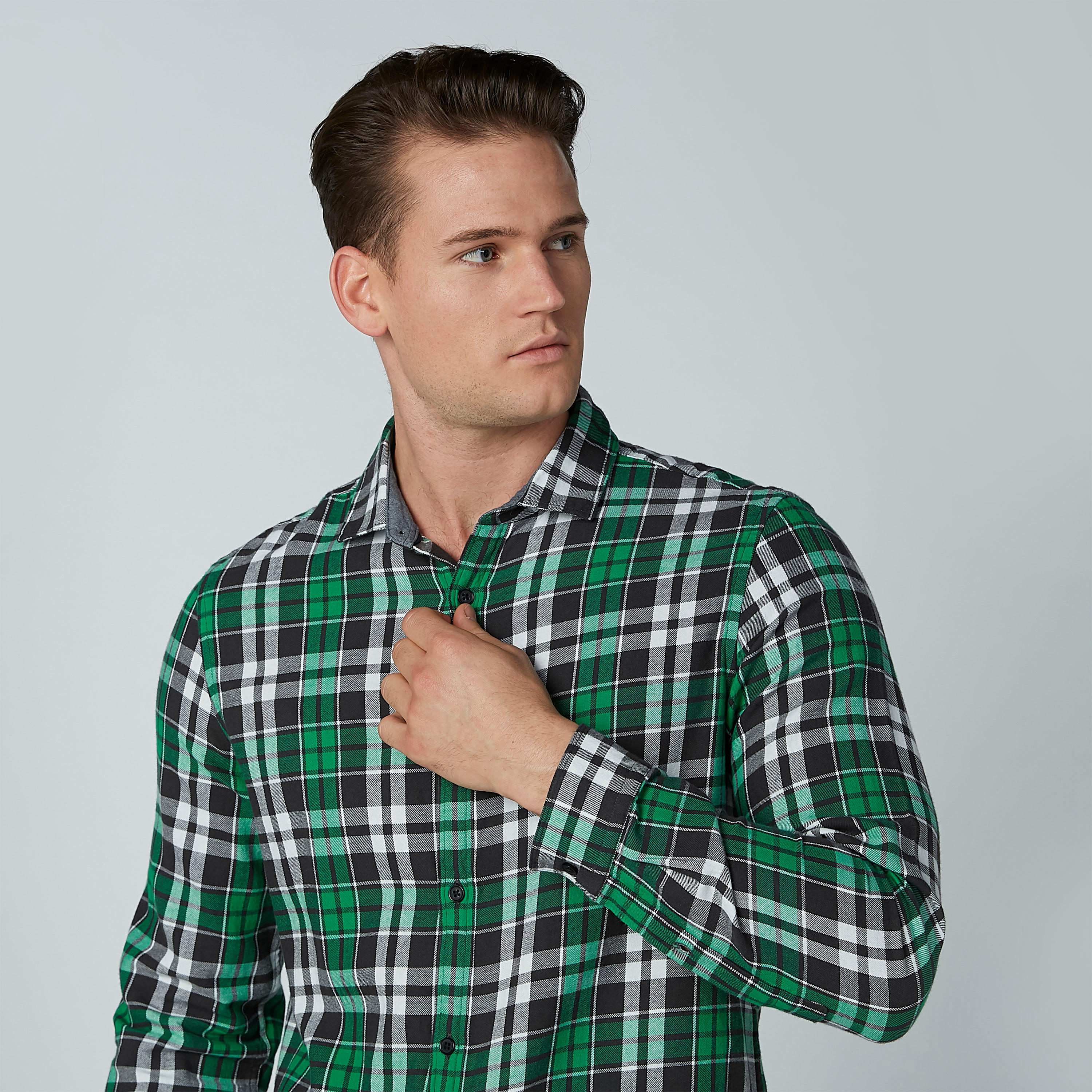 قميص كاروهات بأكمام طويلة وياقة عاديّة-men-clothing-shirts-image-2