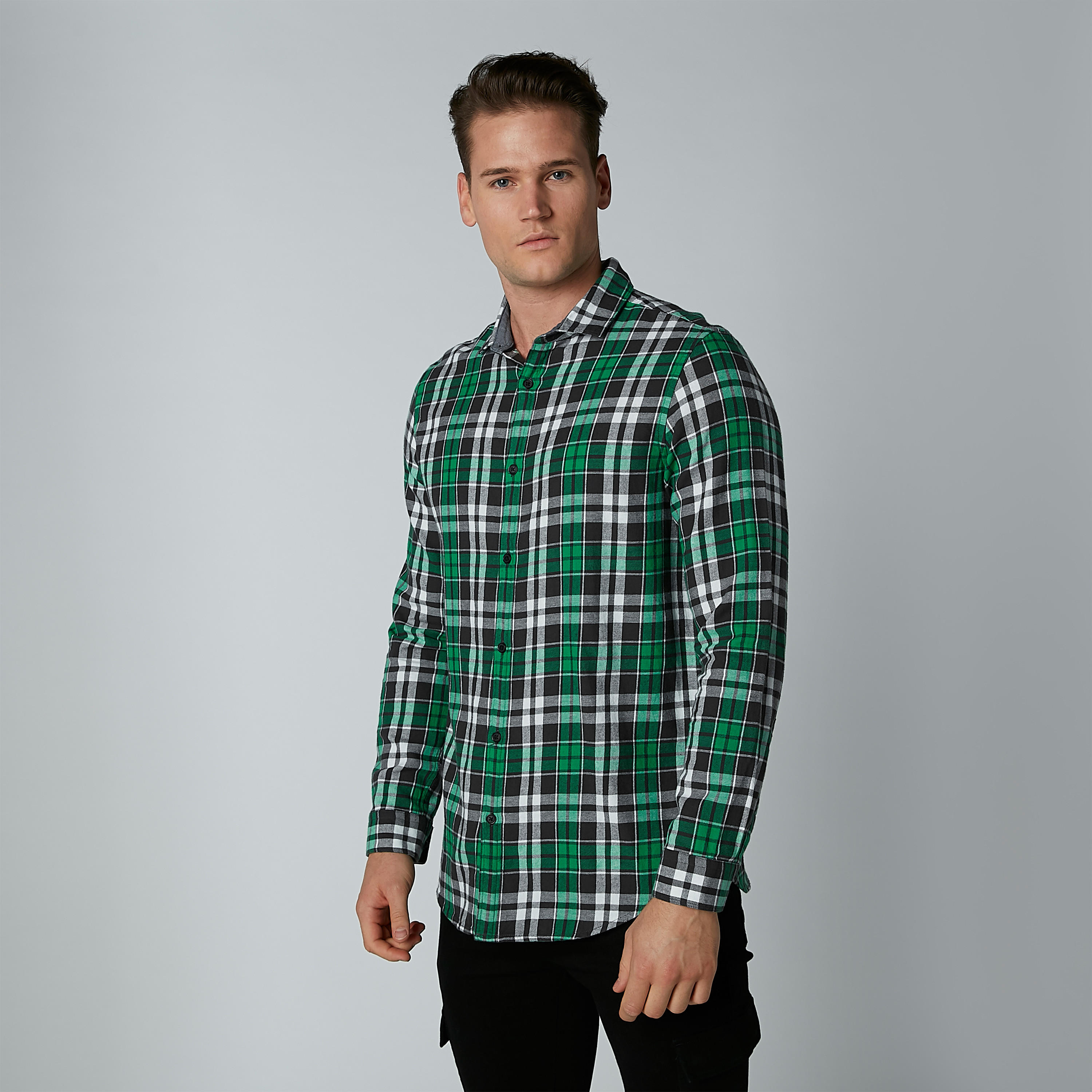قميص كاروهات بأكمام طويلة وياقة عاديّة-men-clothing-shirts-image-3