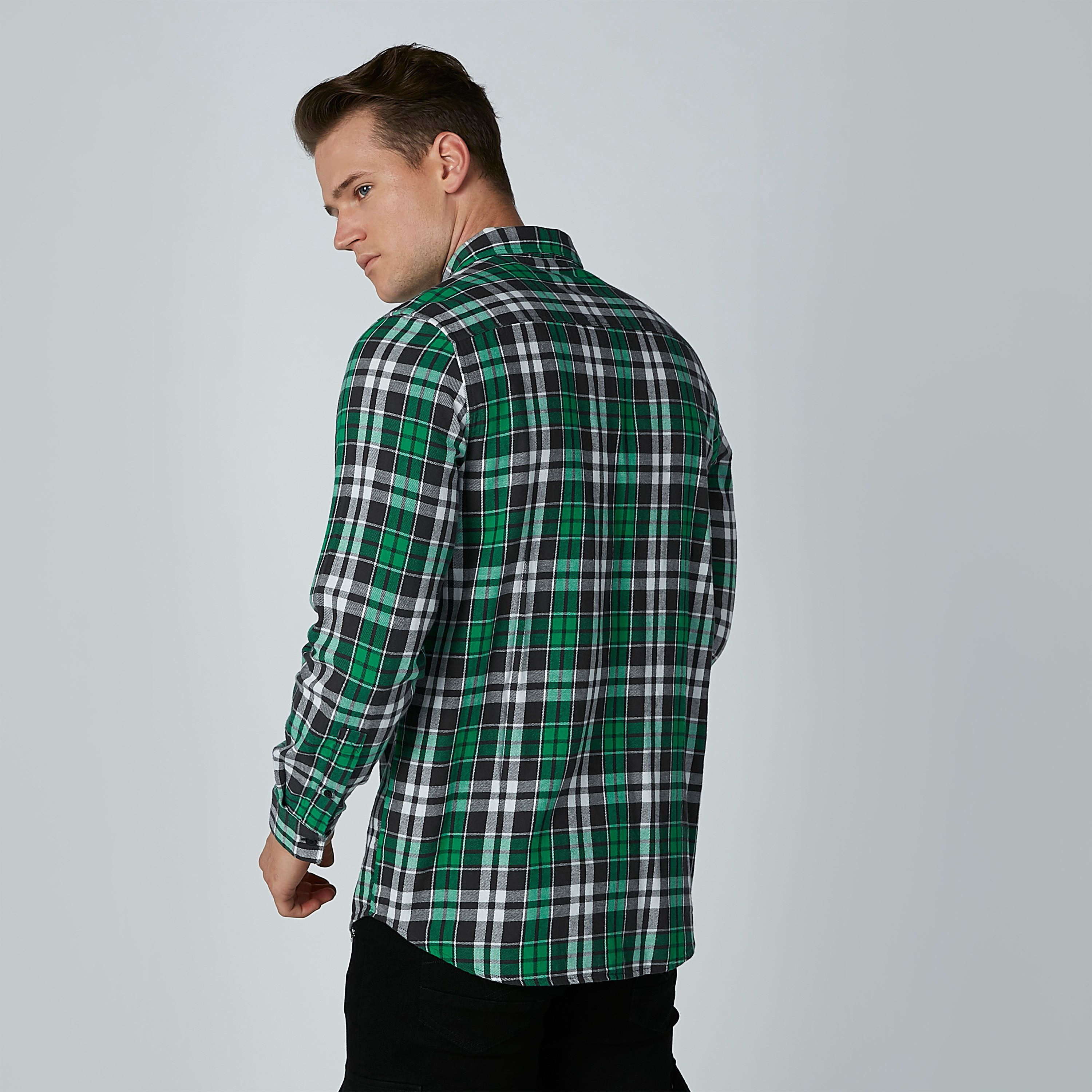 قميص كاروهات بأكمام طويلة وياقة عاديّة-men-clothing-shirts-image-4