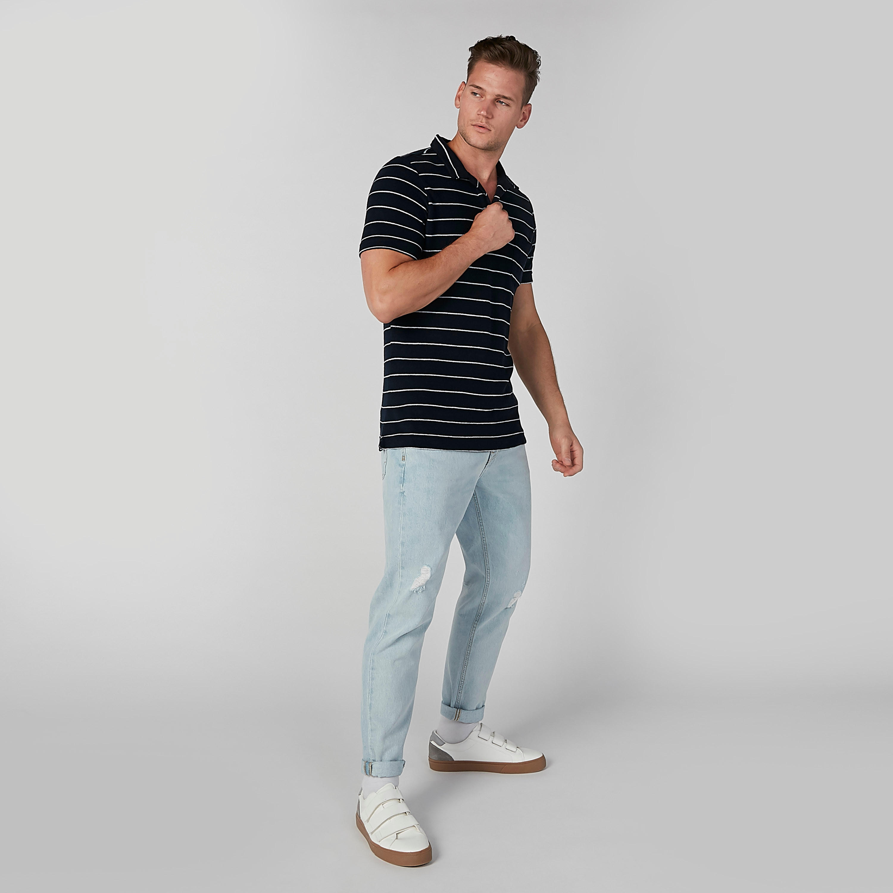 تيشيرت مقلّم بياقة بولو وأكمام قصيرة-men-clothing-tshirtsandpolos-tshirts-image-3