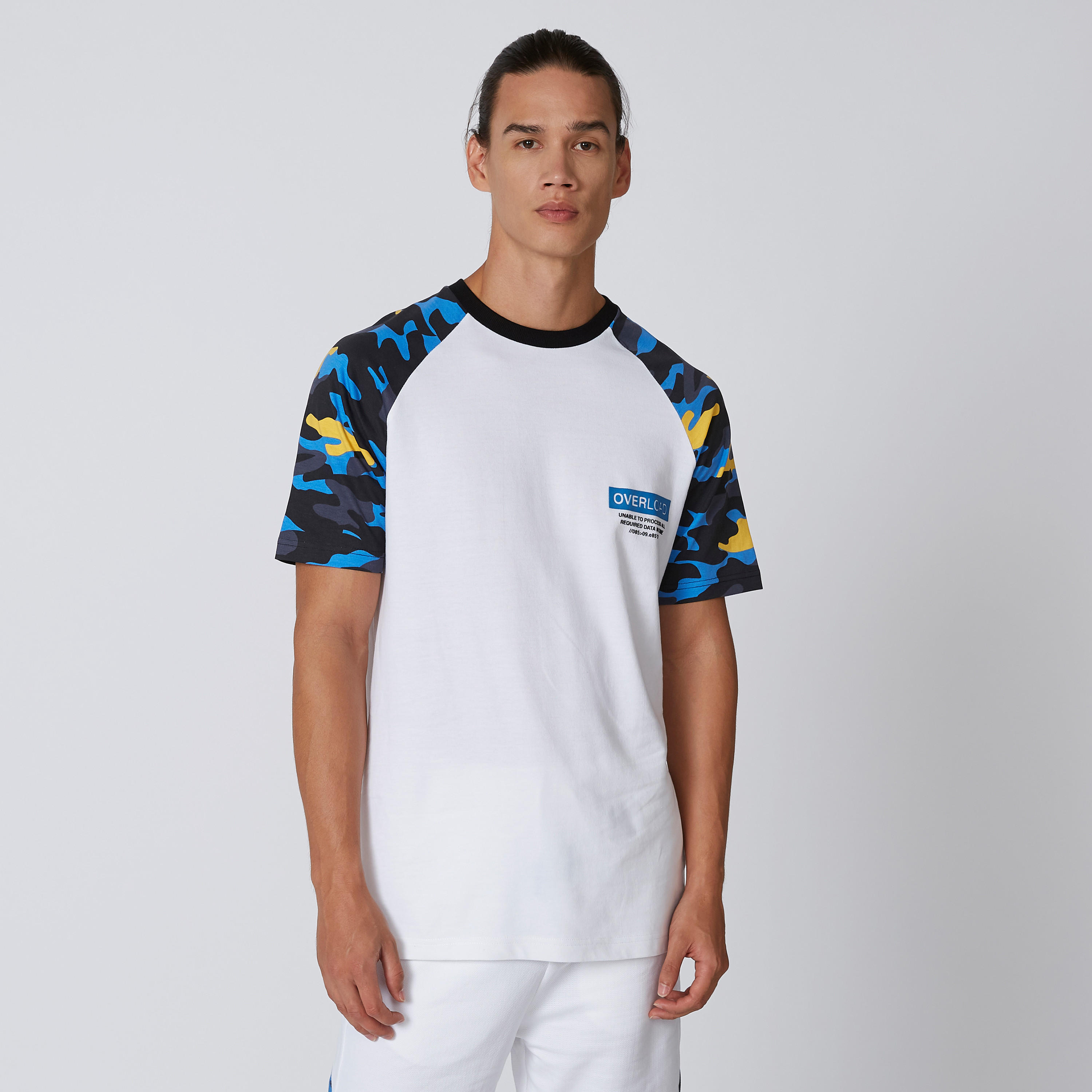 Plain T-shirt with Round Neck and Printed Raglan Sleeves-men-clothing-tshirtsandpolos-tshirts-image-1