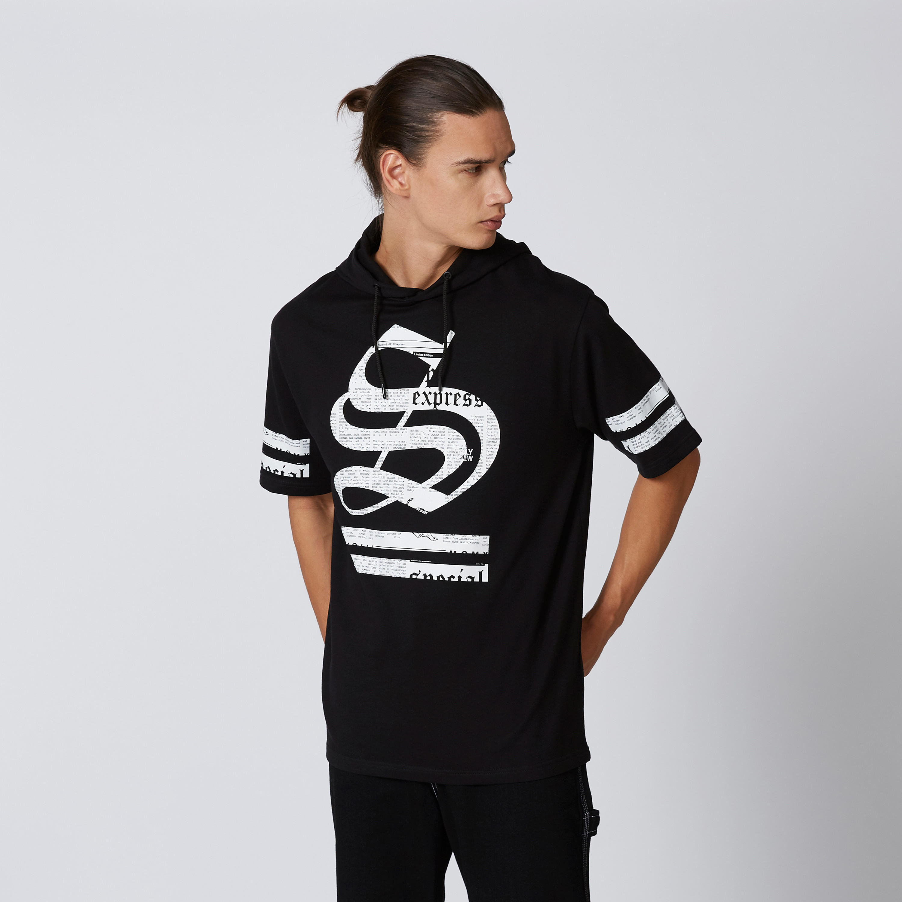 Printed T-shirt with Short Sleeves and Hood-men-clothing-tshirtsandpolos-tshirts-image-1