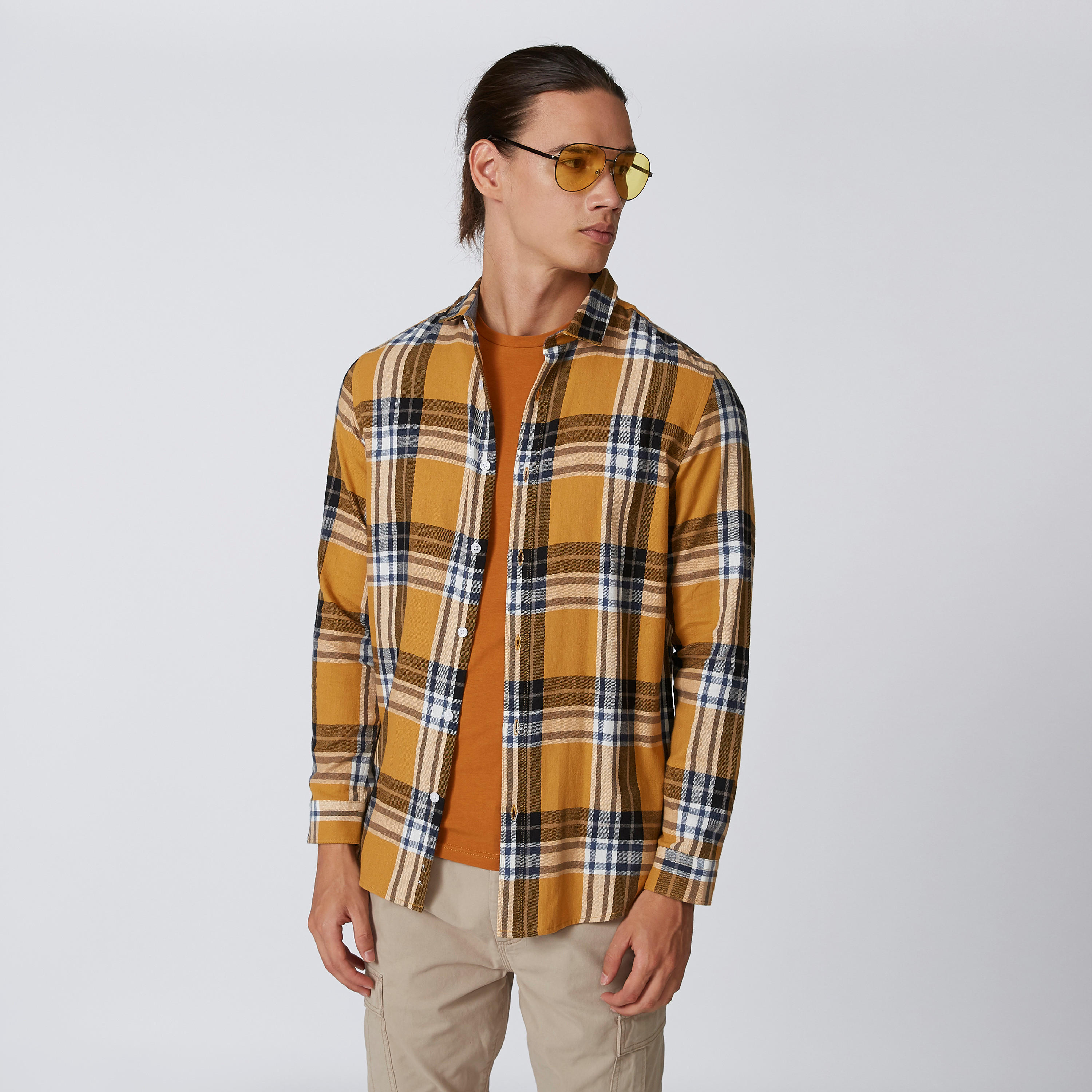 Chequered Shirt with Long Sleeves and Spread Collar-men-clothing-shirts-image-1