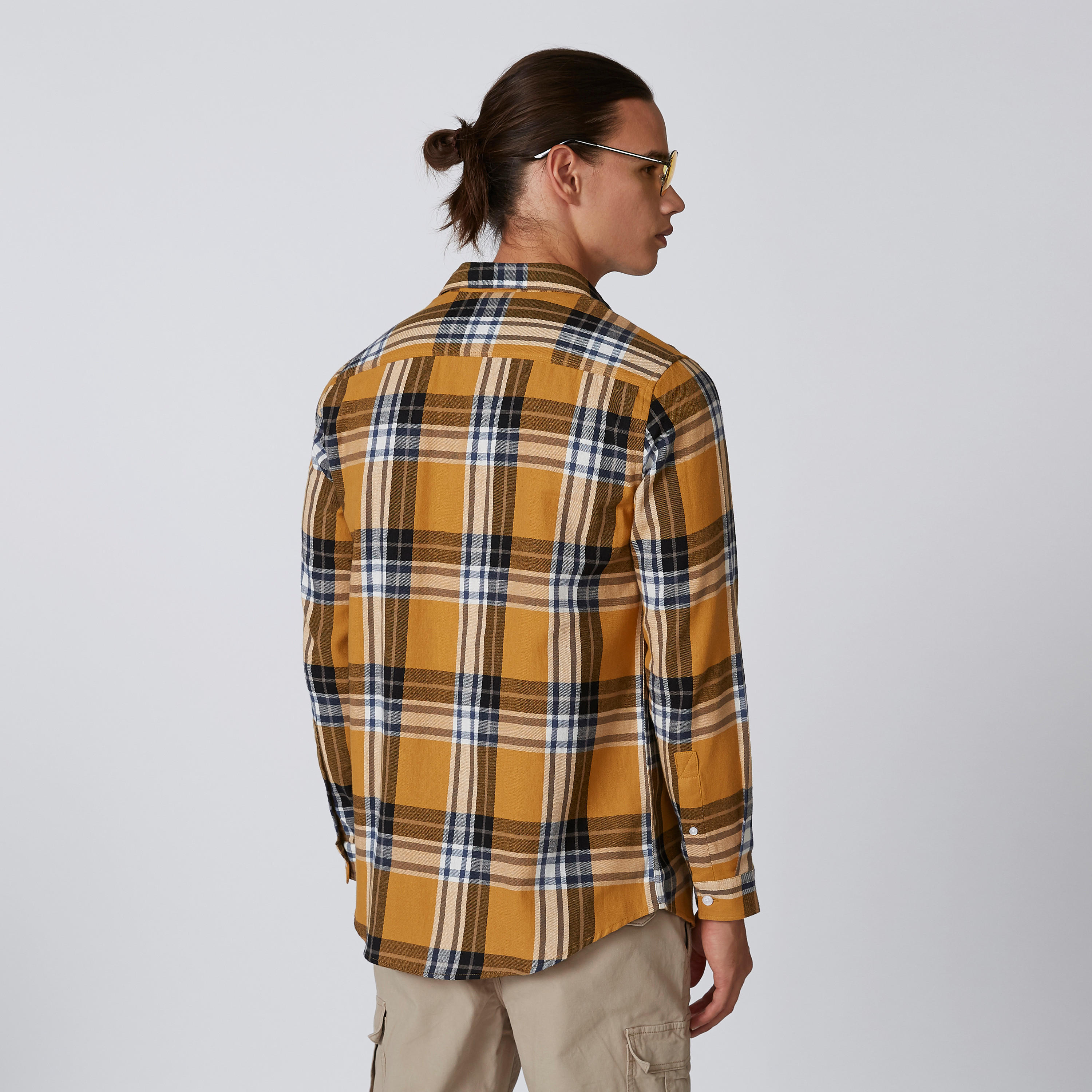 Chequered Shirt with Long Sleeves and Spread Collar-men-clothing-shirts-image-2