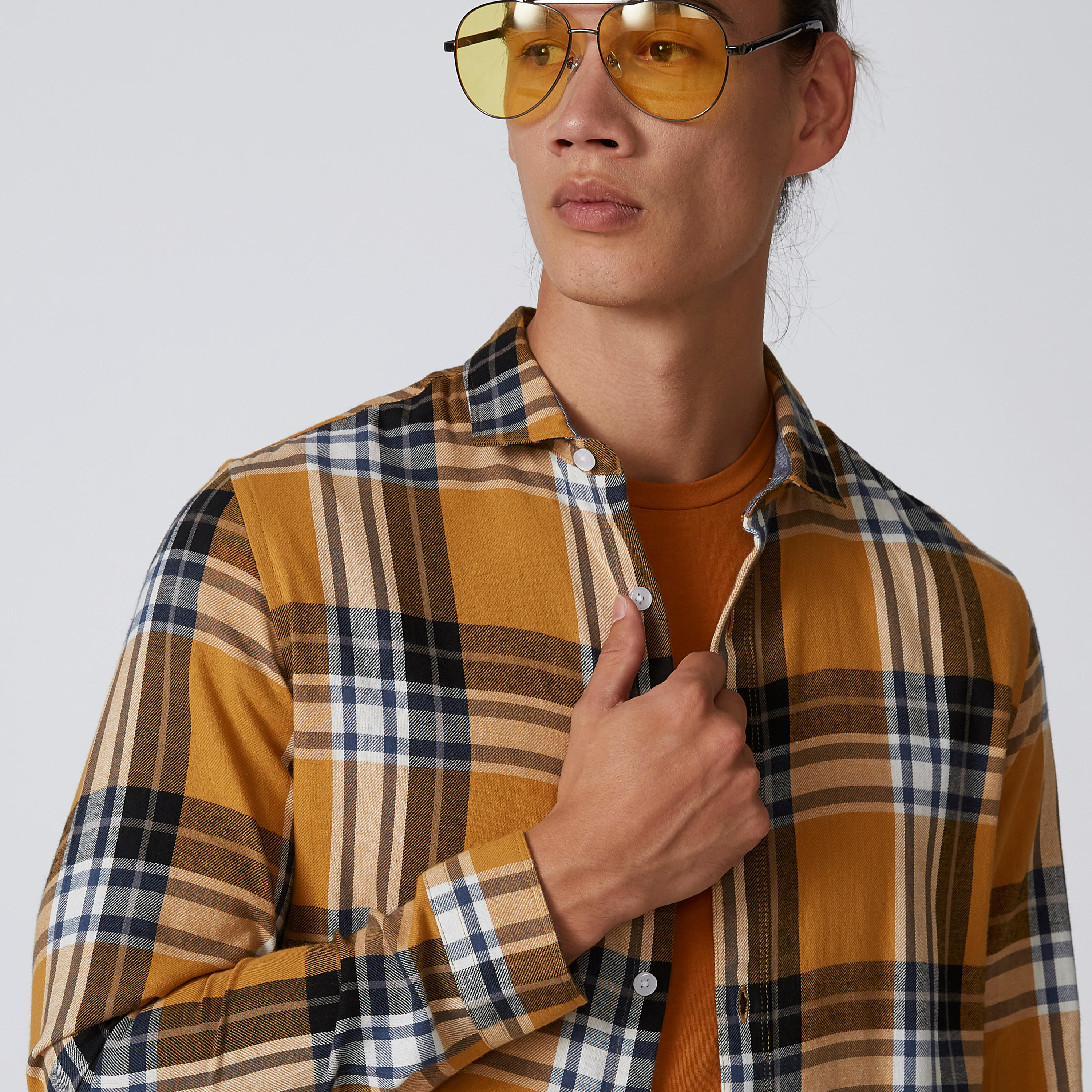 Chequered Shirt with Long Sleeves and Spread Collar-men-clothing-shirts-image-3