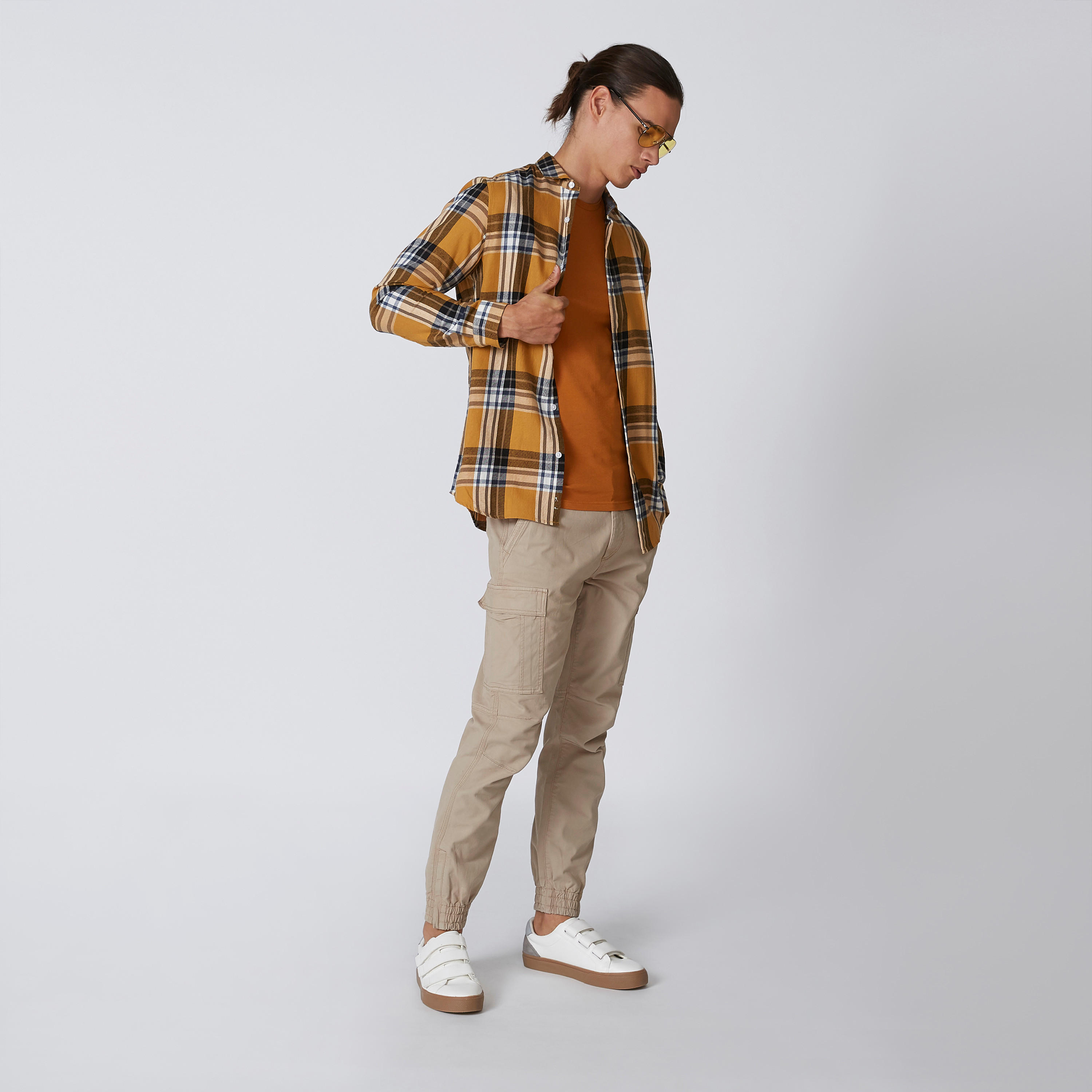 Chequered Shirt with Long Sleeves and Spread Collar-men-clothing-shirts-image-4