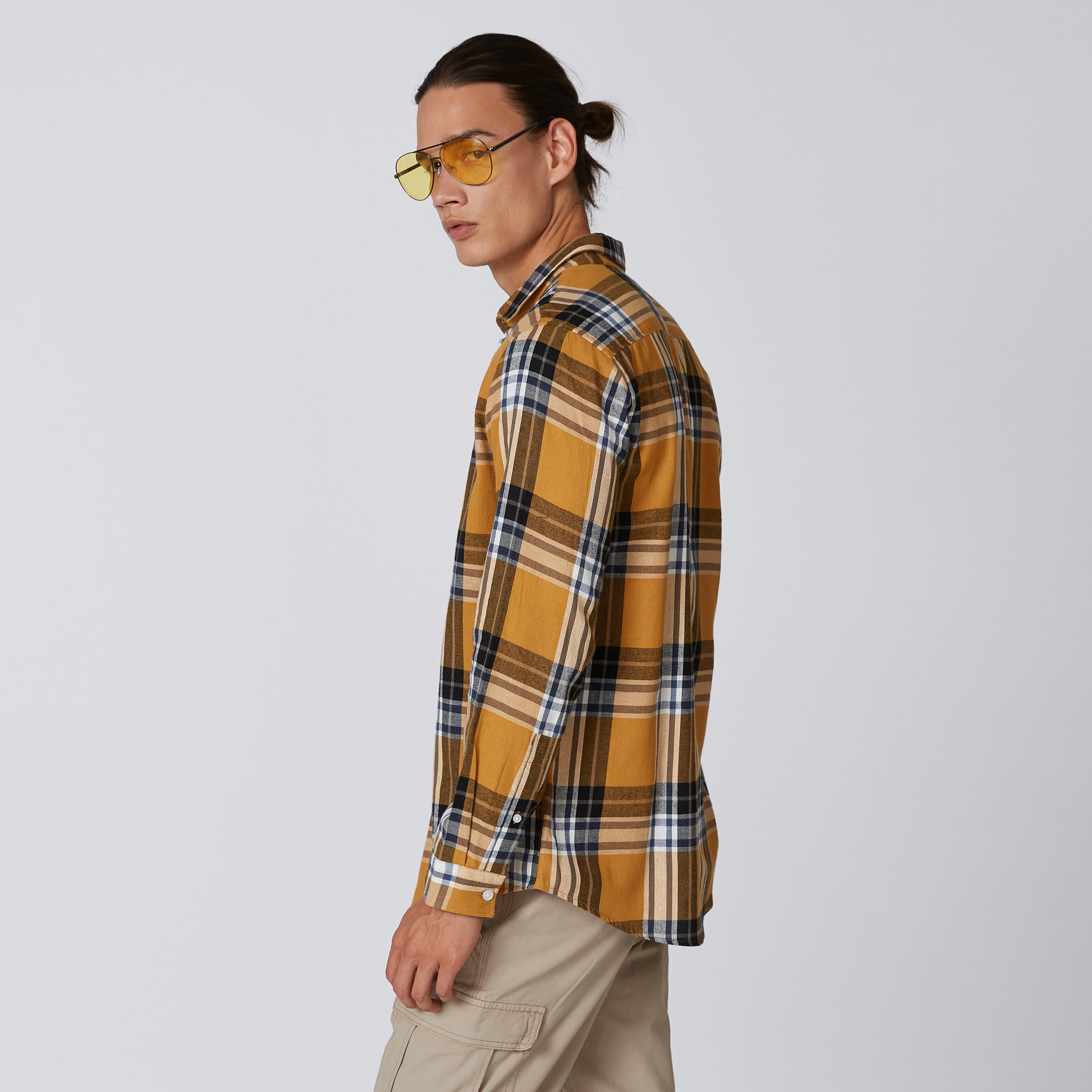 Chequered Shirt with Long Sleeves and Spread Collar-men-clothing-shirts-image-5