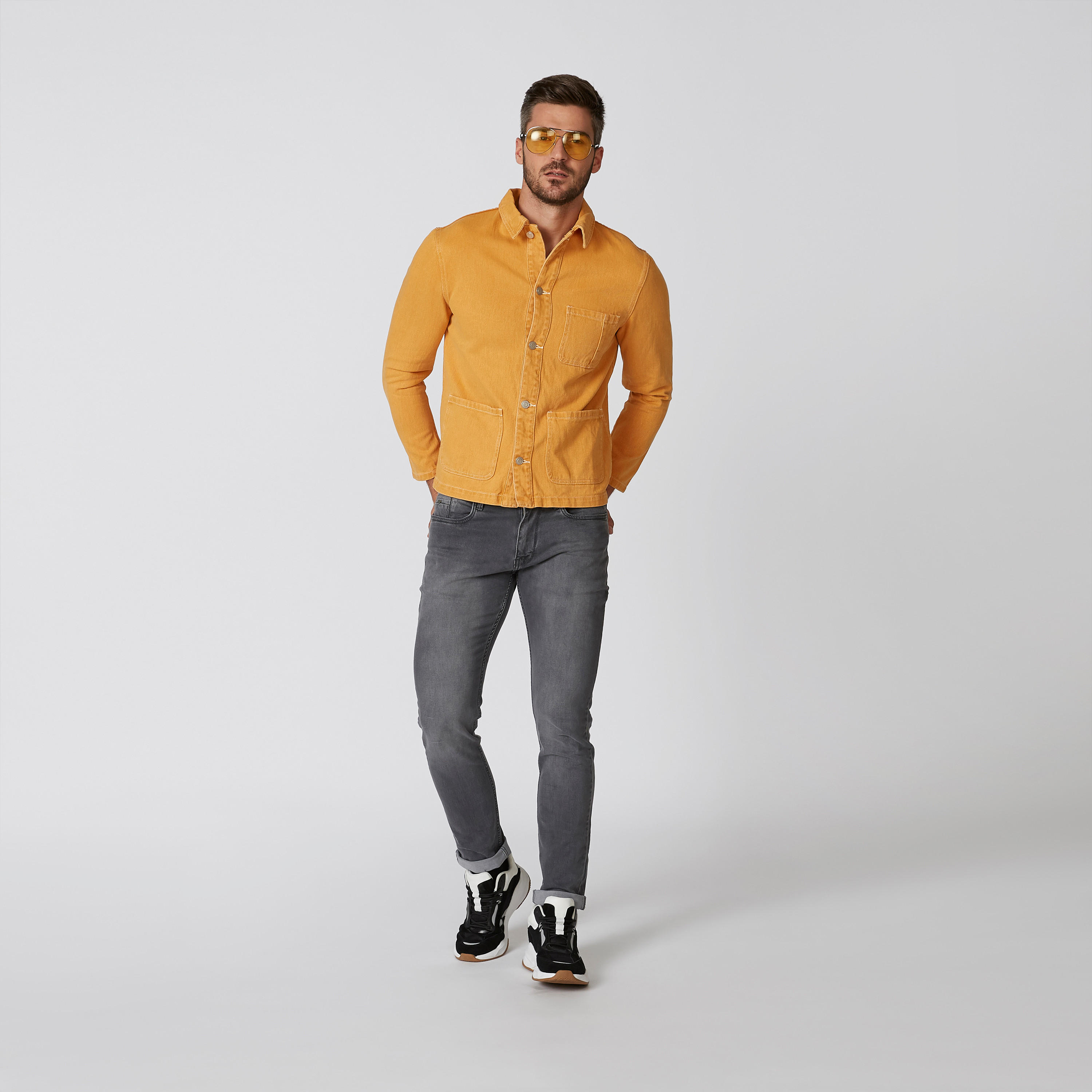 Plain Denim Jacket with Long Sleeves and Pocket Detail-men-clothing-jacketsandblazers-jackets-image-2