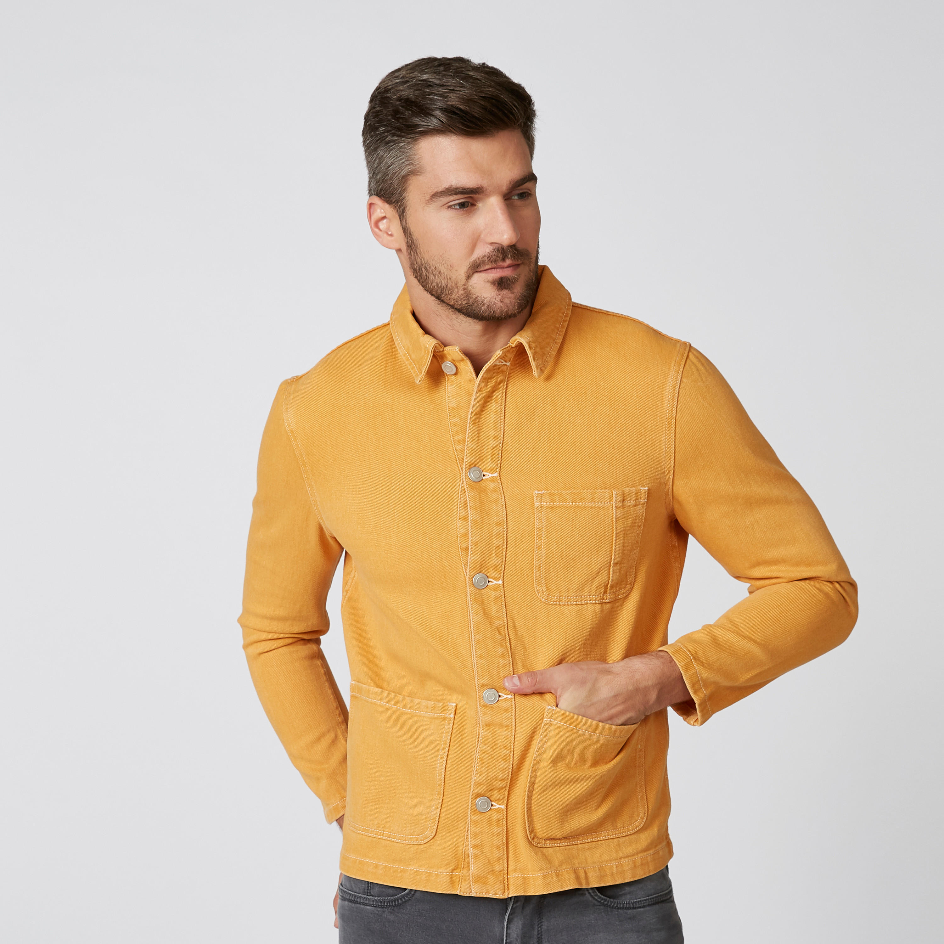 Plain Denim Jacket with Long Sleeves and Pocket Detail-men-clothing-jacketsandblazers-jackets-image-4