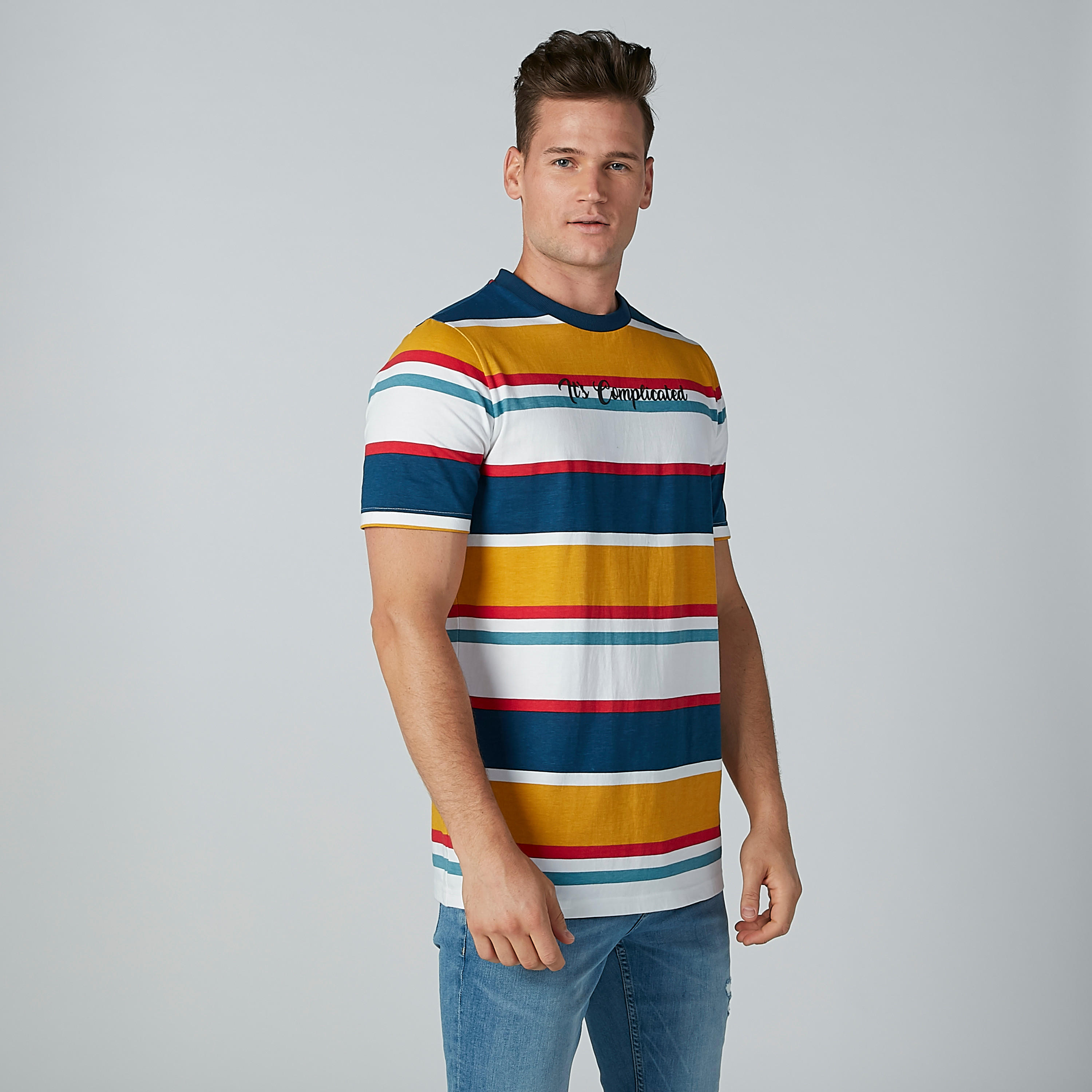 تيشيرت مستدام بقصّة سليم مقلم وياقة مستديرة -men-clothing-tshirtsandpolos-tshirts-image-1