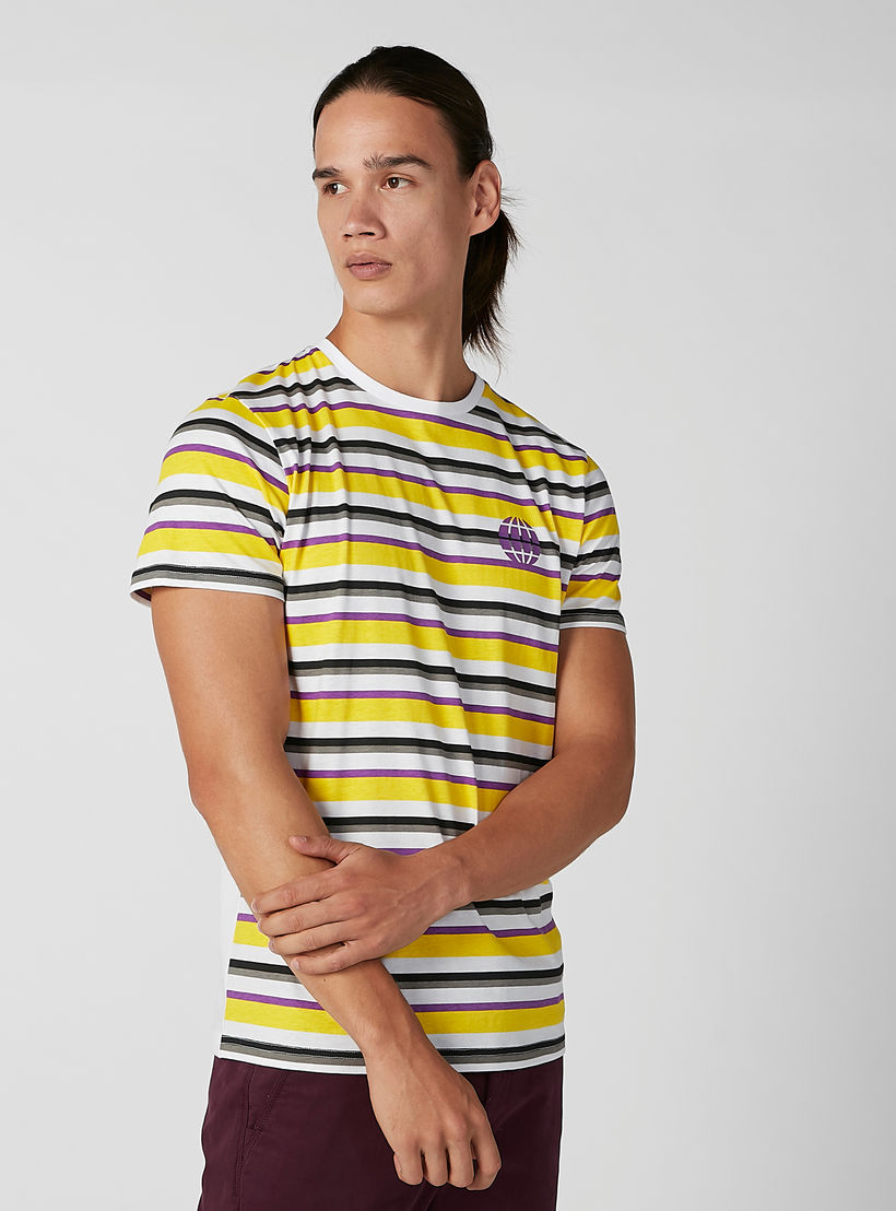 تيشيرت مستدام مقلّم سليم بياقة ضيّقة وأكمام قصيرة -men-clothing-tshirtsandpolos-tshirts-image-1
