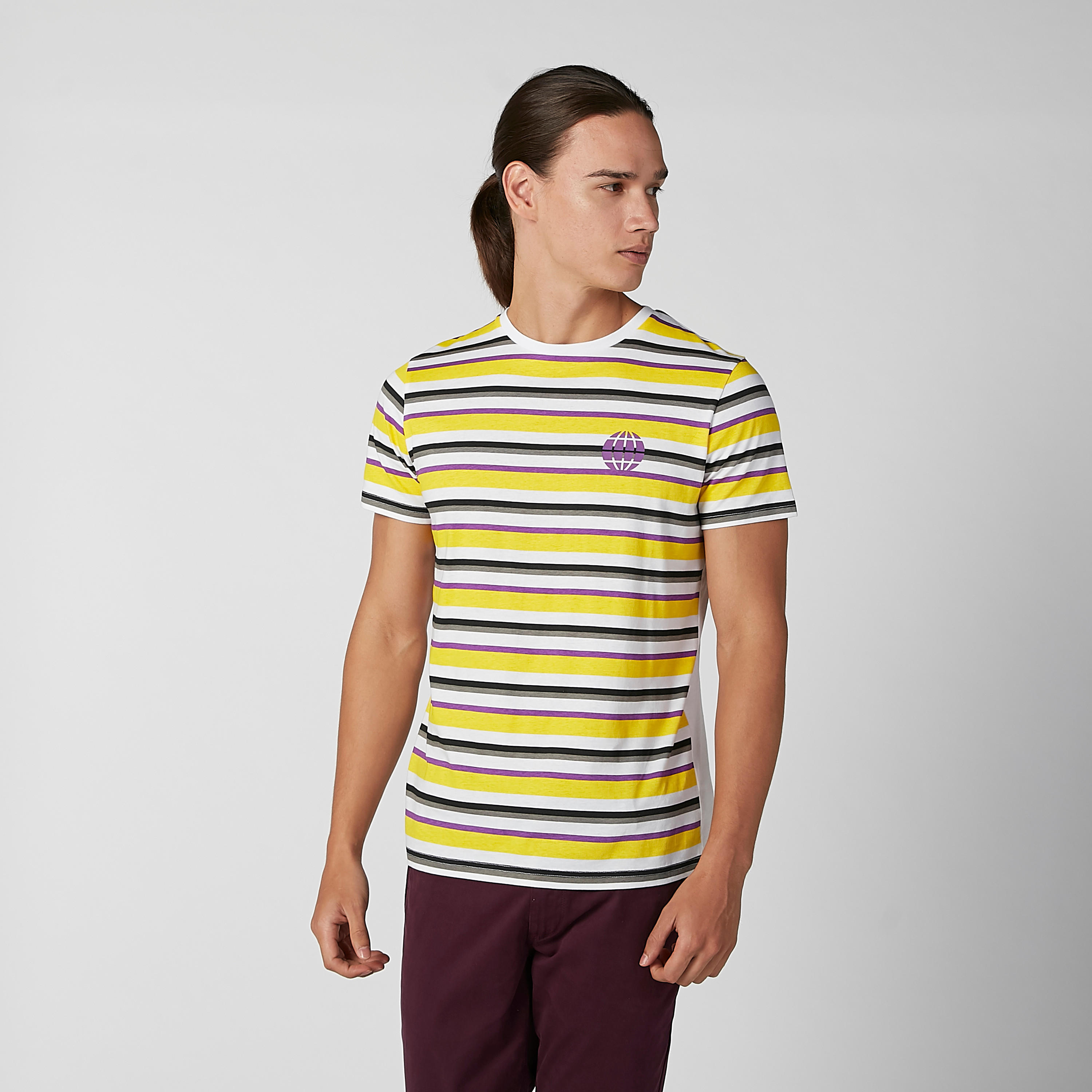 تيشيرت مستدام مقلّم سليم بياقة ضيّقة وأكمام قصيرة -men-clothing-tshirtsandpolos-tshirts-image-4