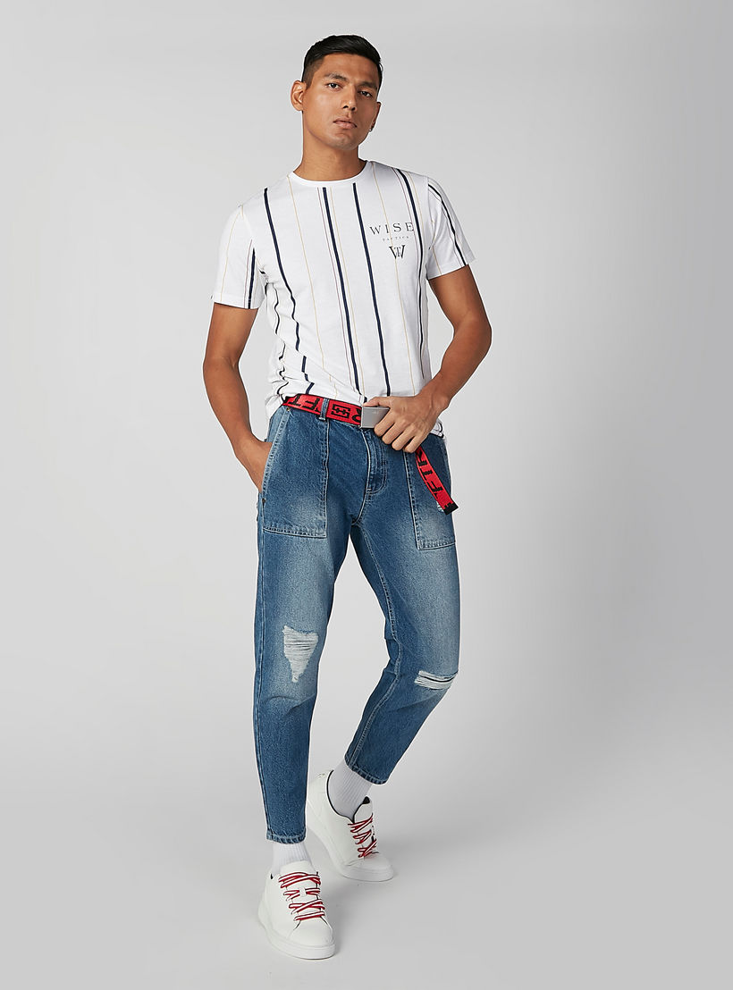 تيشيرت مستدام سليم مقلّم وياقة ضيّقة -men-clothing-tshirtsandpolos-tshirts-image-1