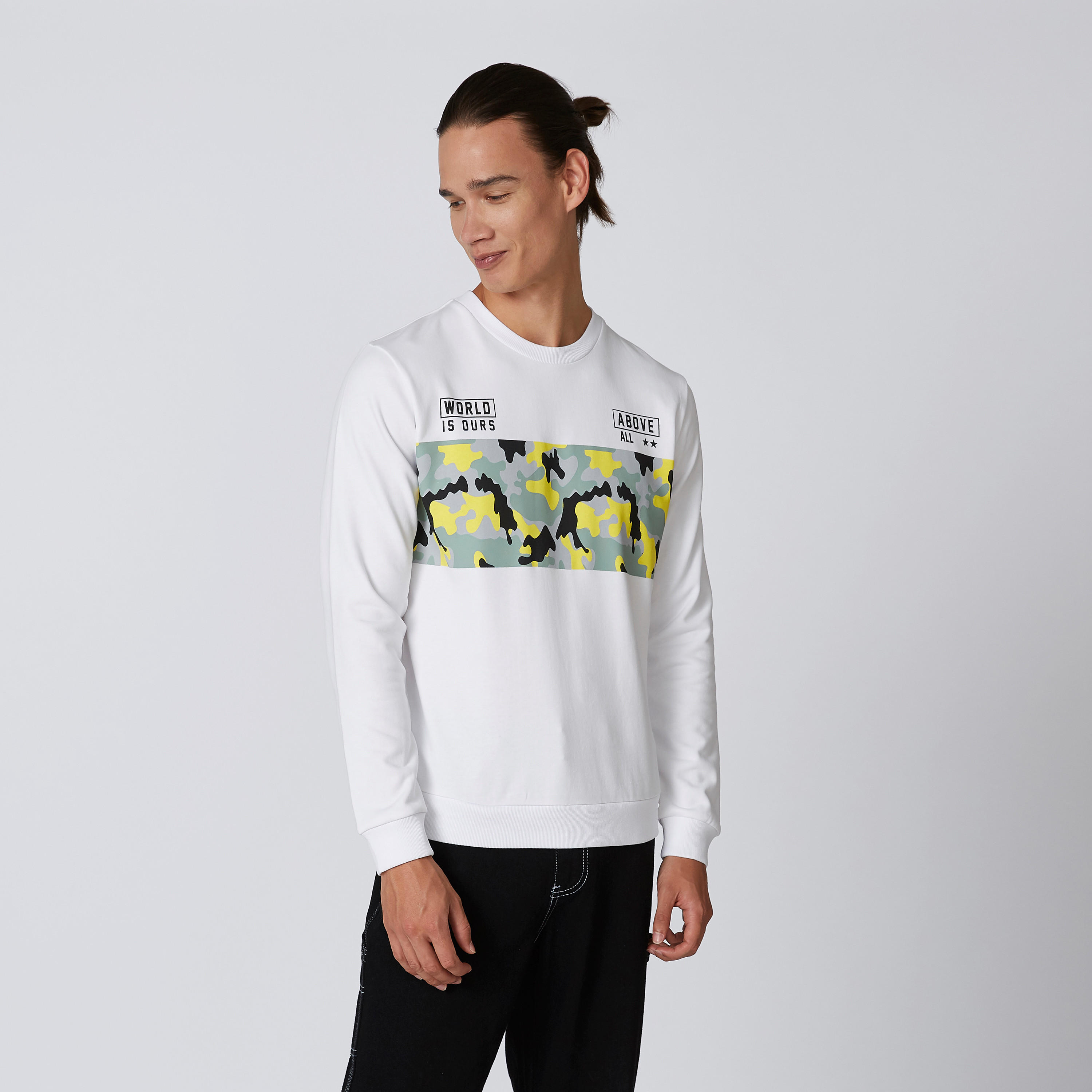 Printed Sweatshirt with Round Neck and Long Sleeves-men-winterwear-hoodiesandsweatshirts-image-1