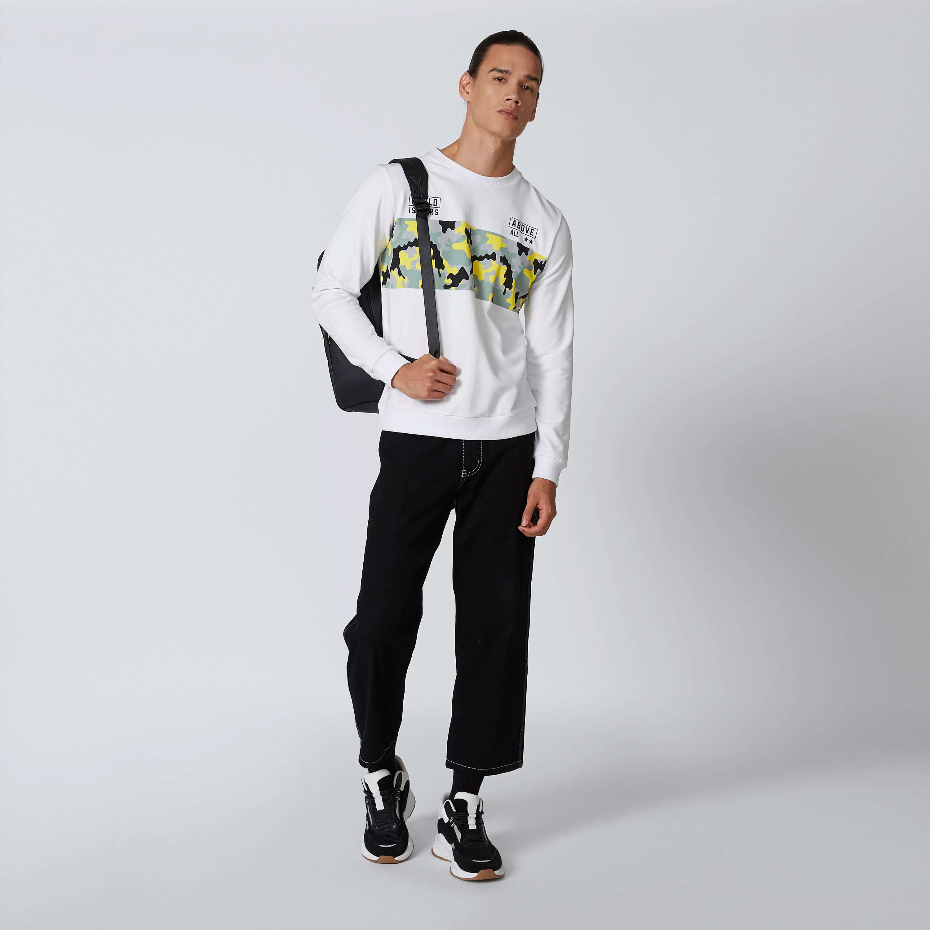 Printed Sweatshirt with Round Neck and Long Sleeves-men-winterwear-hoodiesandsweatshirts-image-5