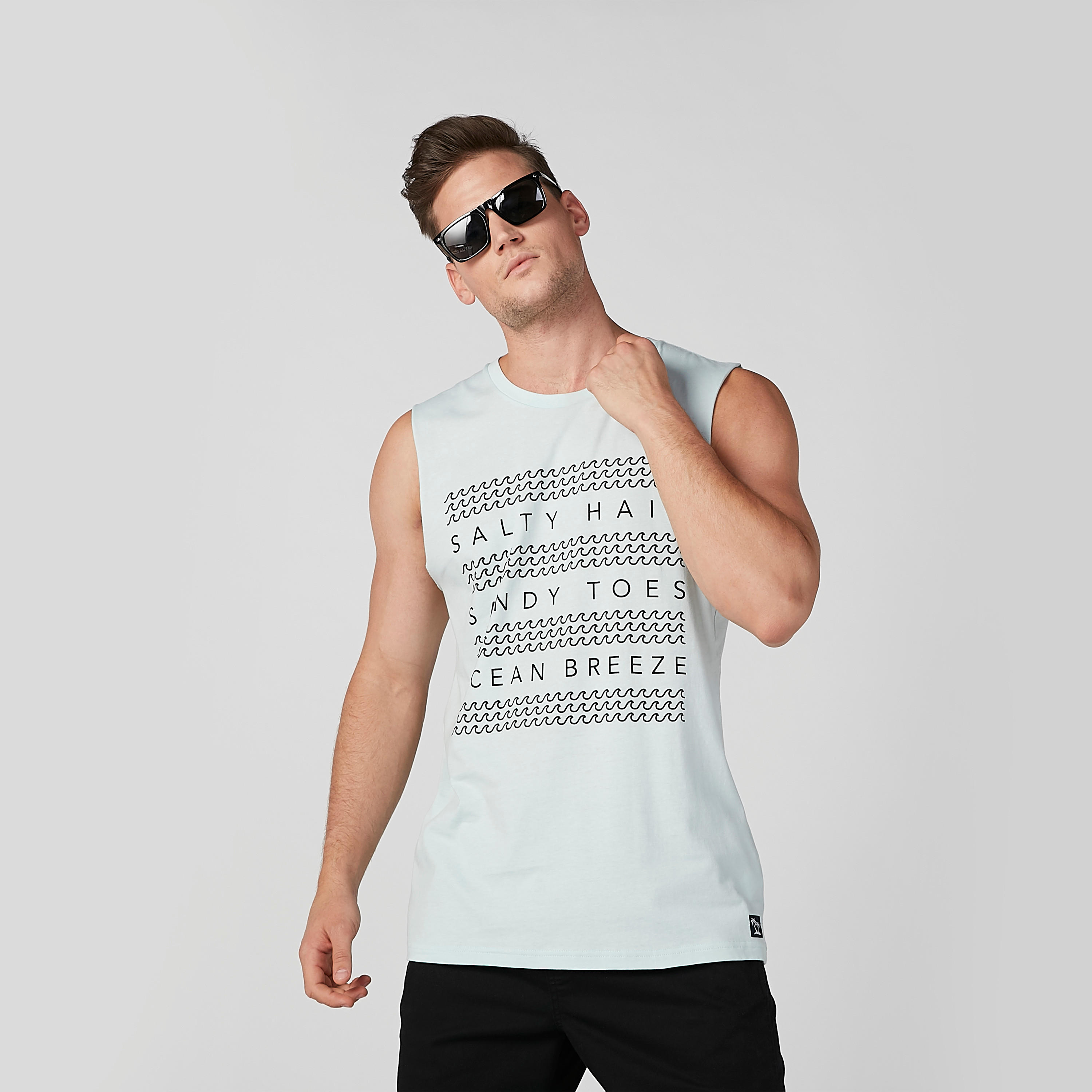 تيشيرت مستدام دون أكمام سليم وياقة مستديرة وطبعات -men-clothing-tshirtsandpolos-tshirts-image-1