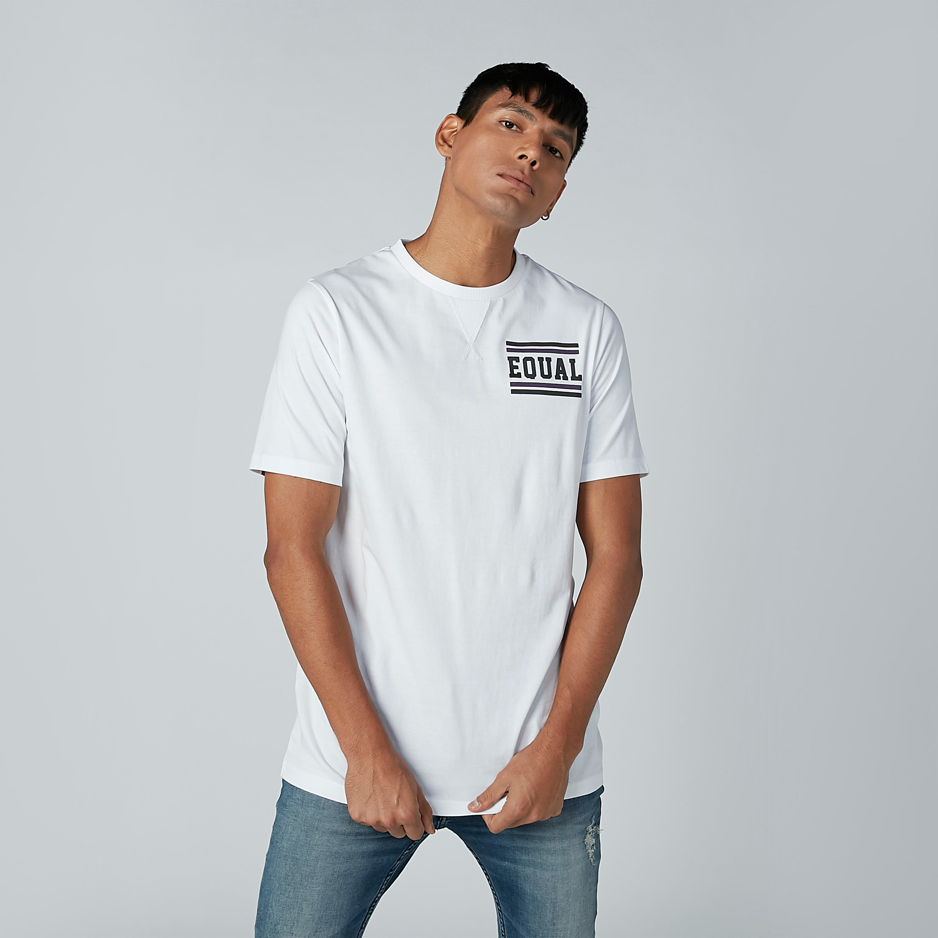 Sustainable Text Print Round Neck T-shirt with Short Sleeves-men-clothing-tshirtsandpolos-tshirts-image-2