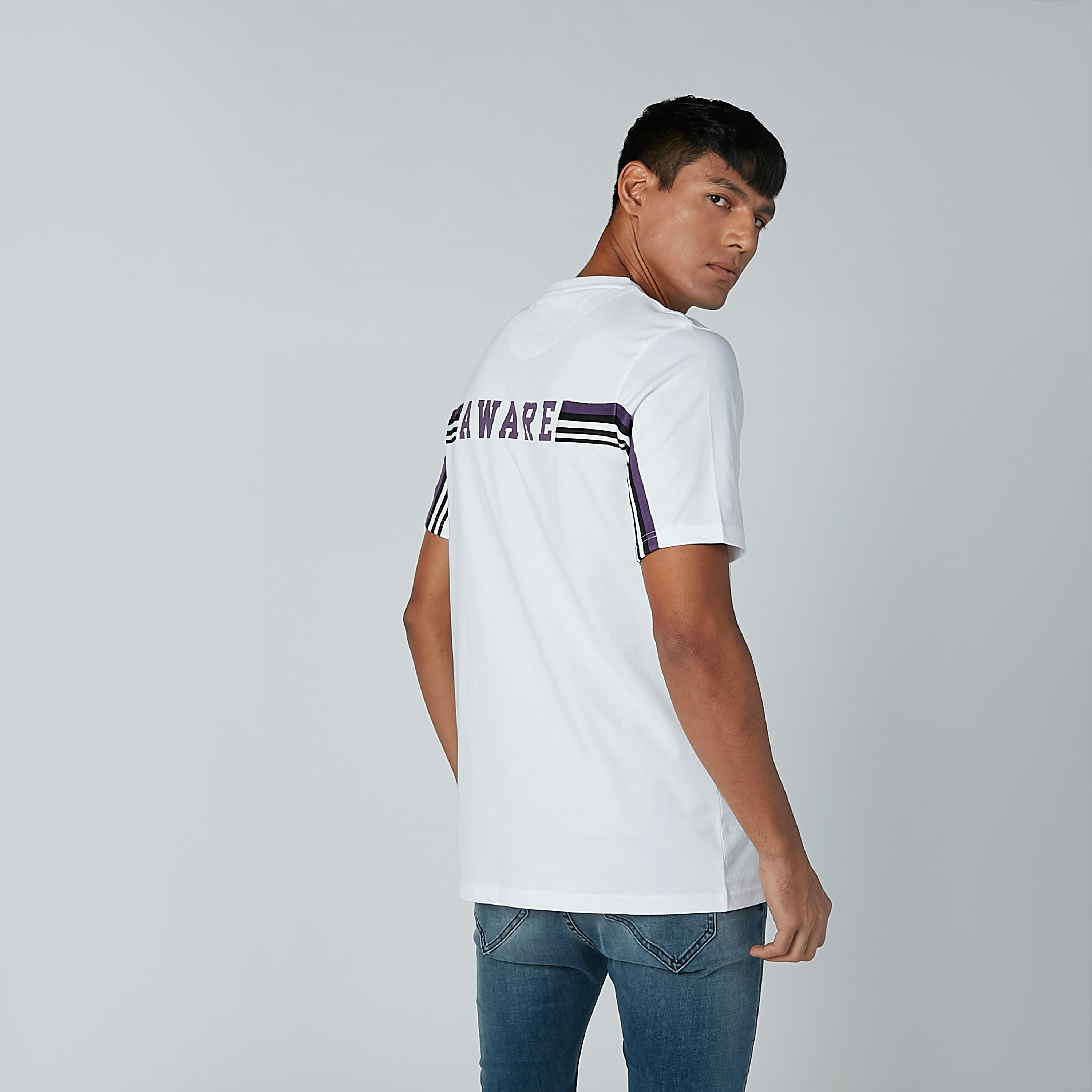 Sustainable Text Print Round Neck T-shirt with Short Sleeves-men-clothing-tshirtsandpolos-tshirts-image-3