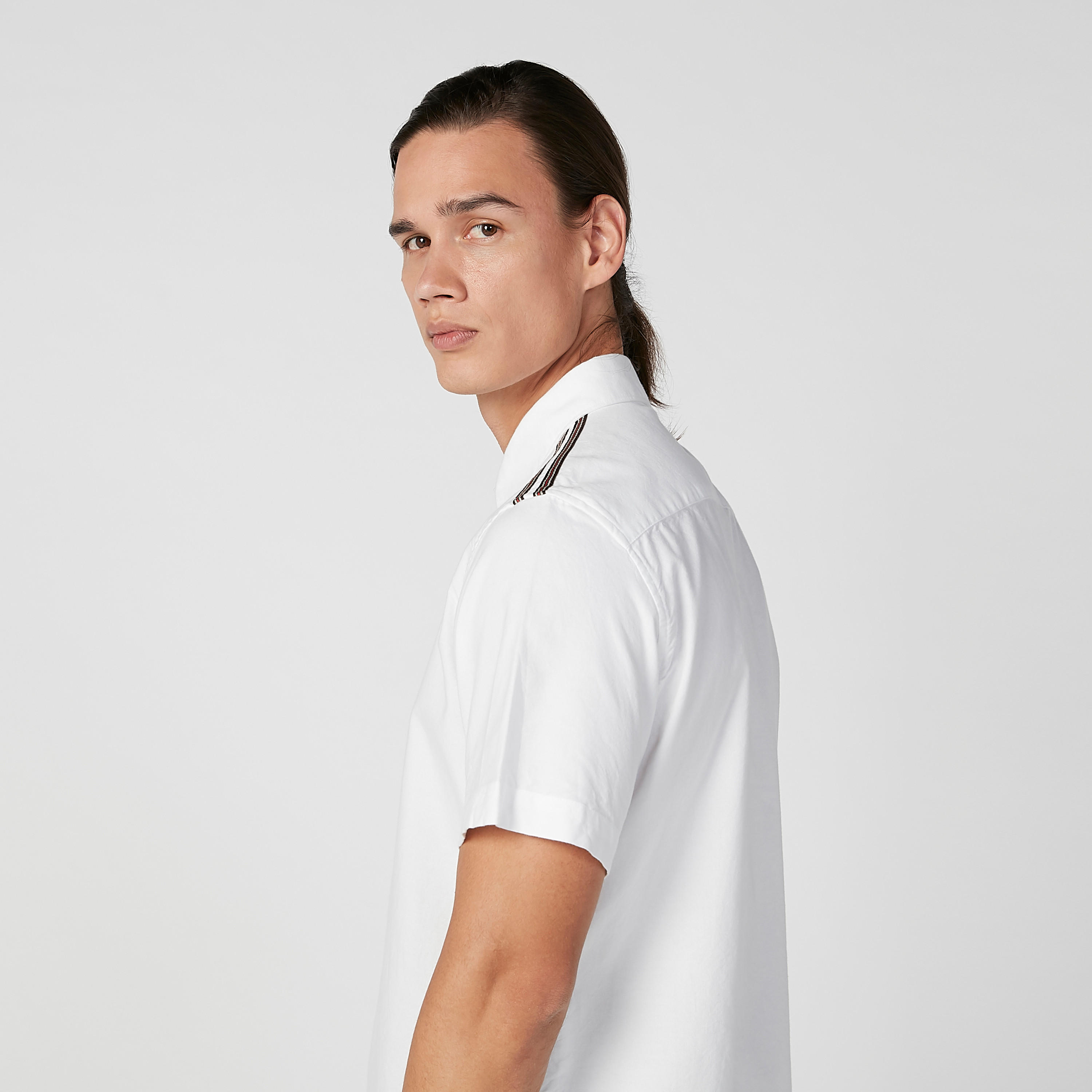 Plain Shirt with Short Sleeves and Spread Collar-men-clothing-shirts-image-8